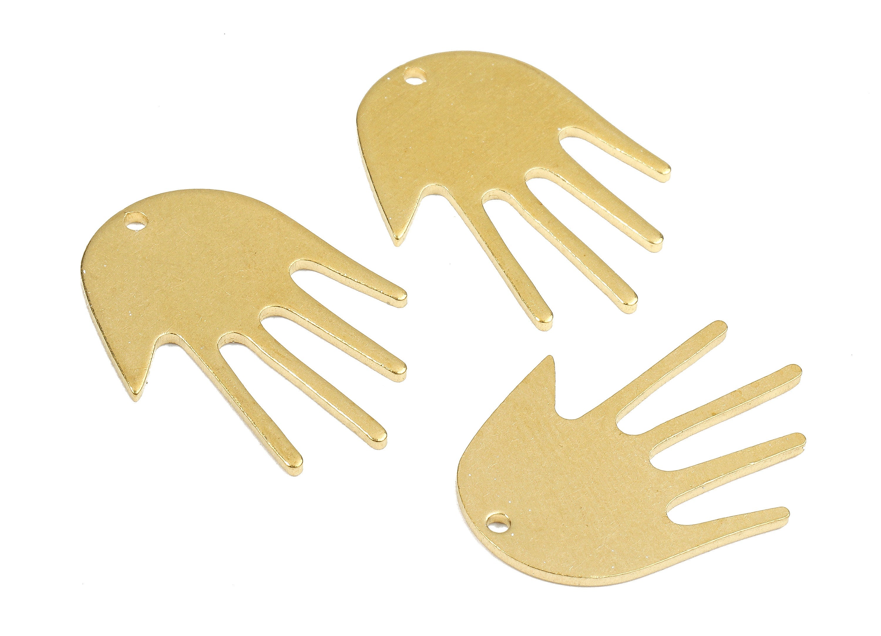 Personalized stamping blank - Brass Hand Charms - Raw Brass Hand Earrings and Pendant - Brass Hand Necklace - 24x17.03x1.15mm - PP2664 - DOMEDBAZAAR