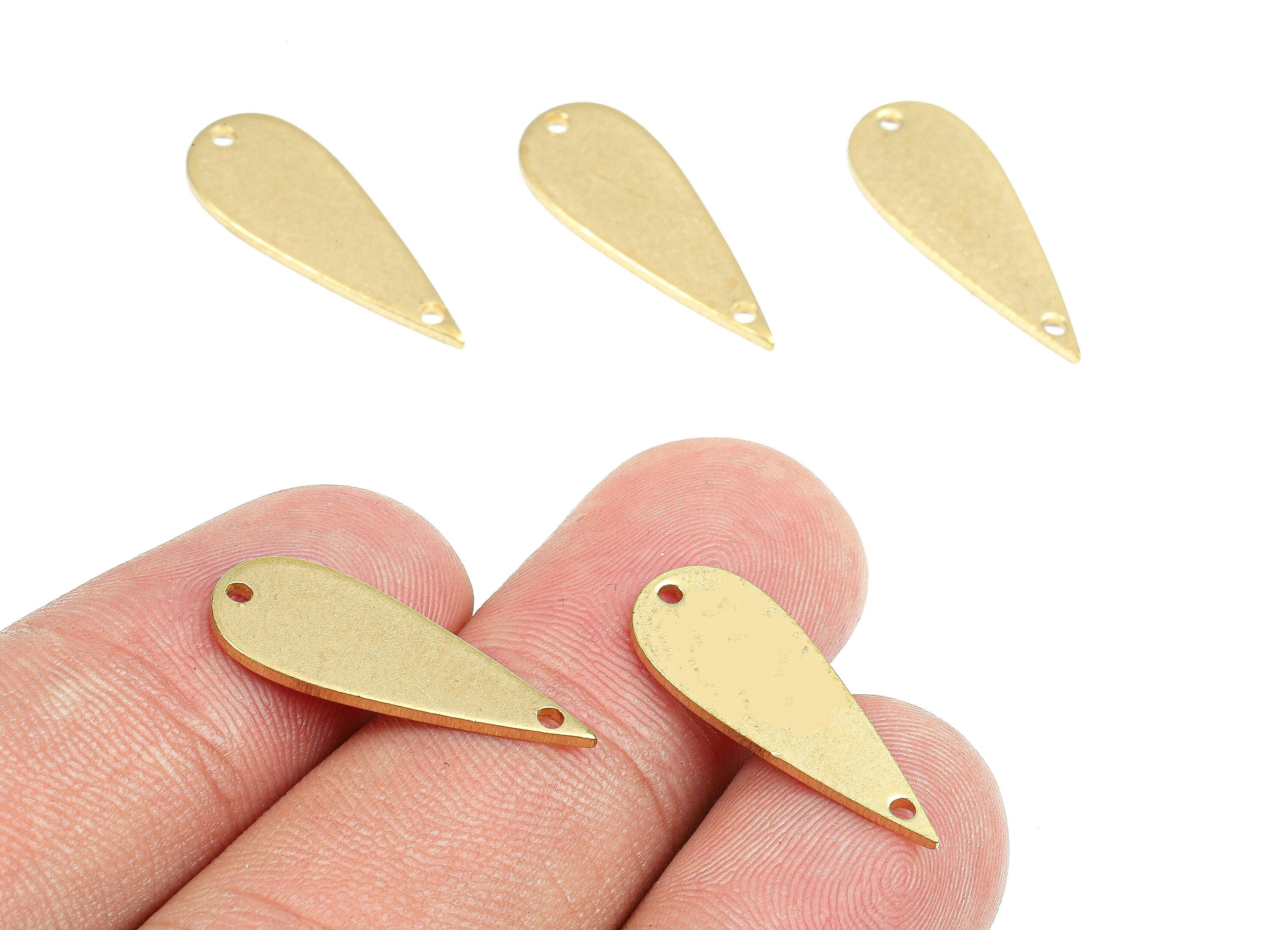 Personalized stamping blank - Brass Drop Connectors - Raw Brass Drop Pendant and Necklace  - 2 Holes - 22x8.6x1mm - PP2706 - DOMEDBAZAAR