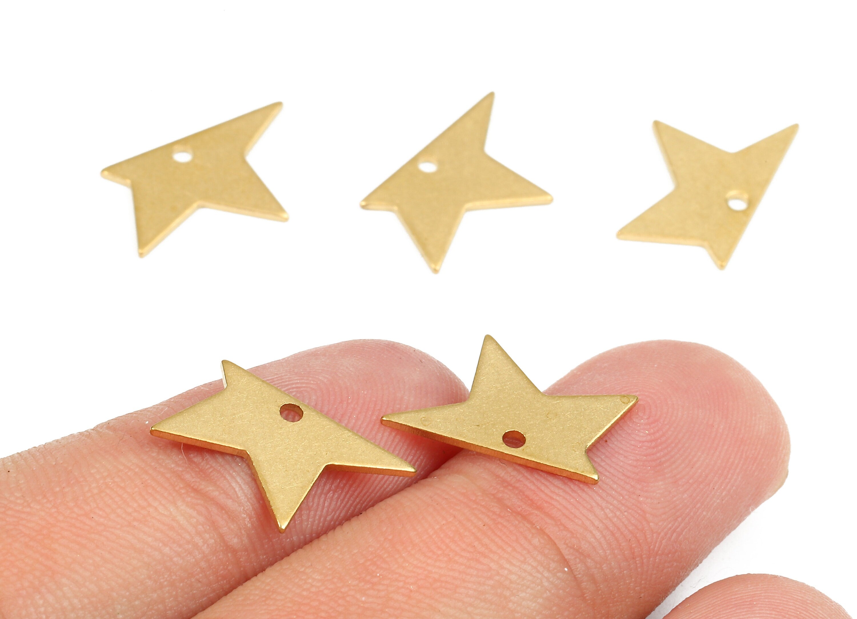 Personalized stamping blank - Brass Semi Star Charms - Raw Brass Semi Star Earrings and Pendant  - 17.99x10.1x0.8mm - PP2499 - DOMEDBAZAAR