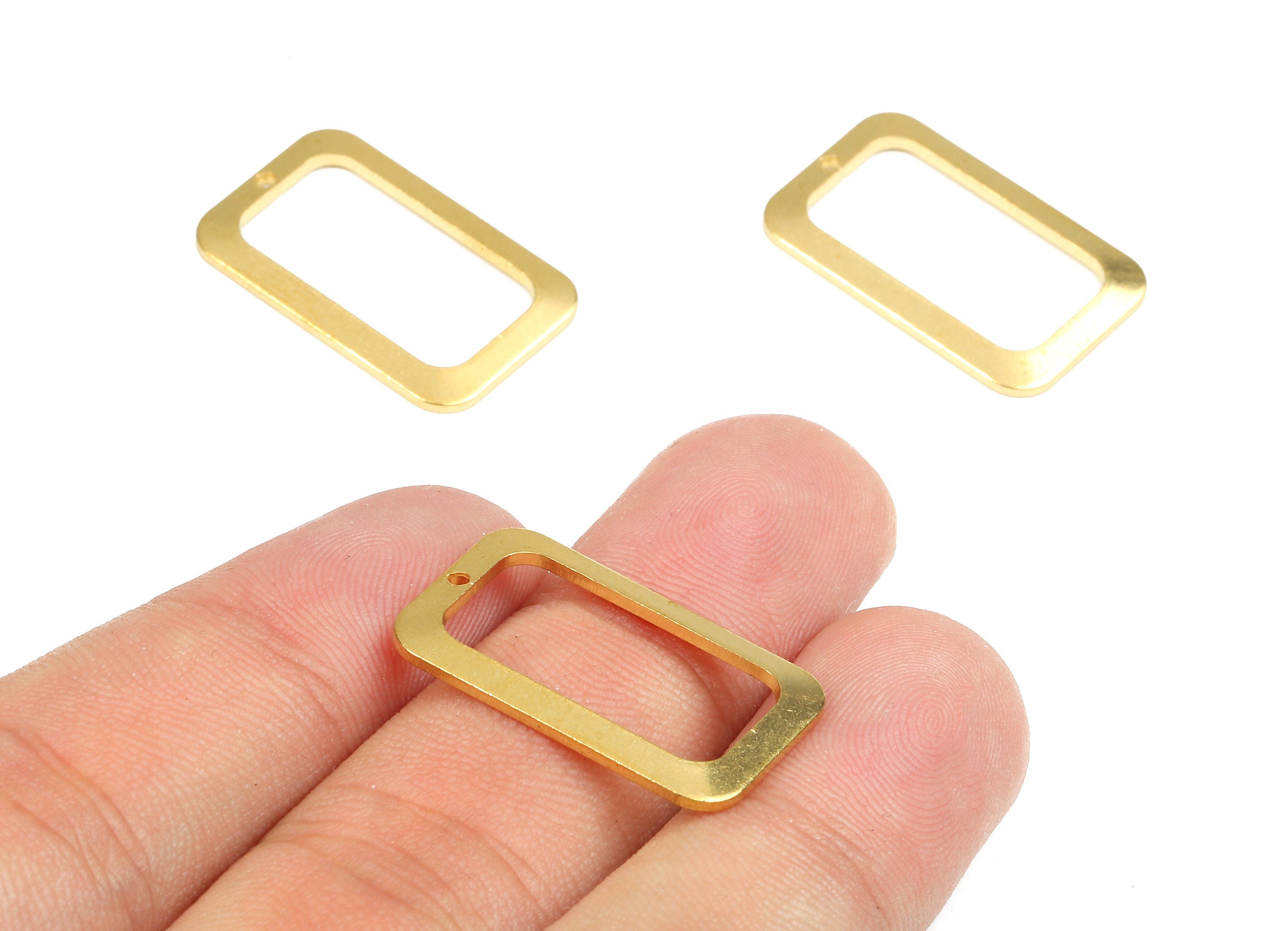 Brass Rectangle Charms - Raw Brass Rectangle Earrings and Pendant - Earring Findings - Jewelry Supplies - 24.76x15.72x1.55mm - PP2618 - DOMEDBAZAAR