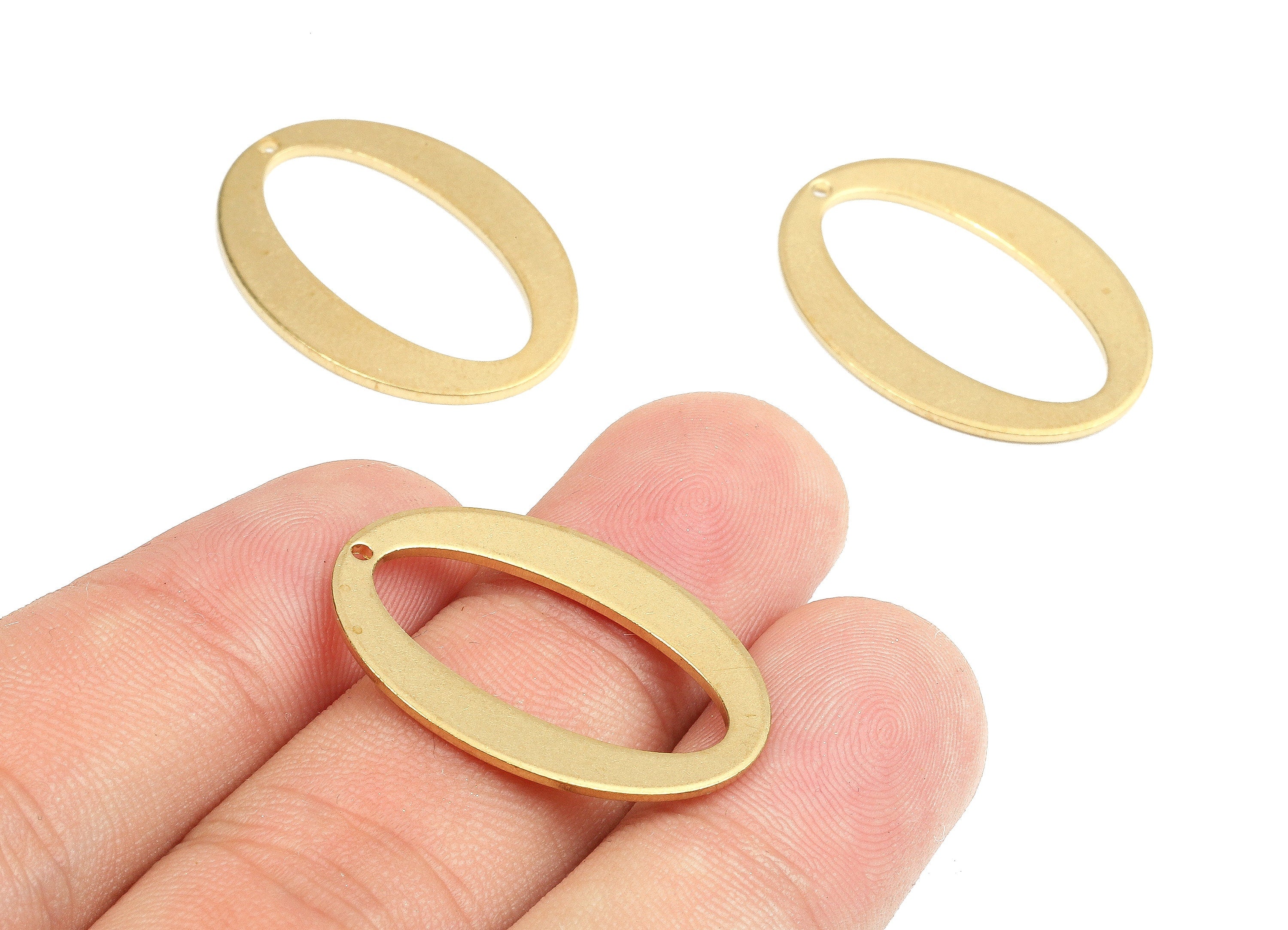 Brass Oval Charms - Raw Brass Oval Earrings and Pendant - Brass Oval Necklace - Jewelry Supplies - 28.18x20.13x1.2mm - PP2672 - DOMEDBAZAAR