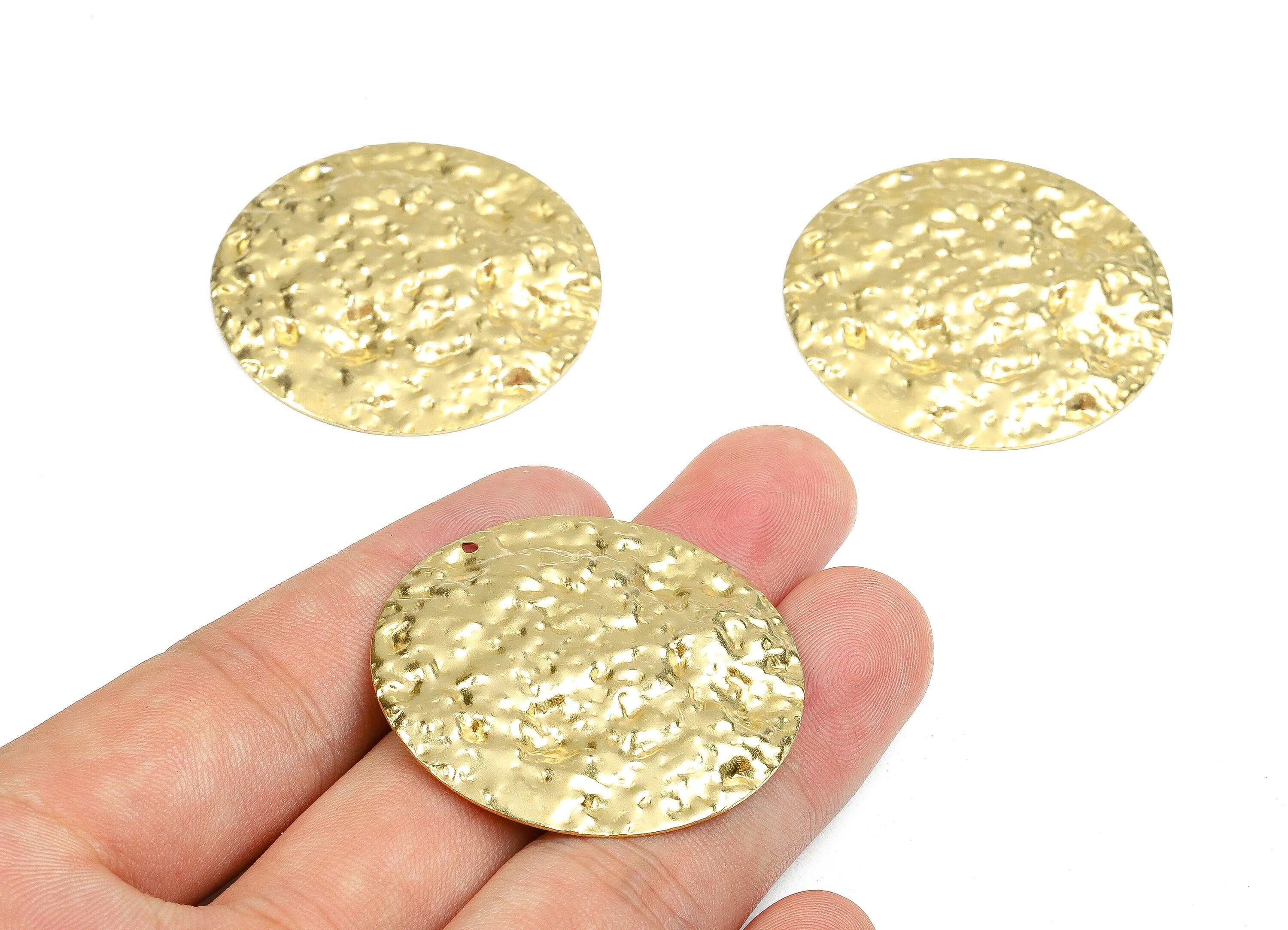 Brass Round Charms - Raw Brass Wavy Round Earrings and Pendant - Brass Round Necklace - Jewelry Supplies - 40.19x40.19x2.79mm - PP2671 - DOMEDBAZAAR