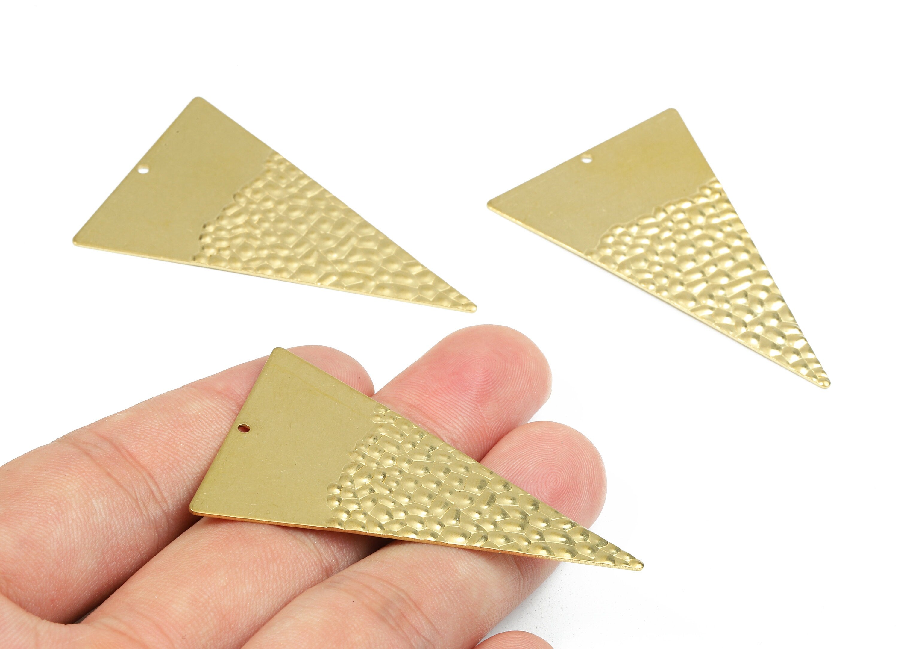 Brass Triangle Charms - Raw Brass Wavy Triangle Earrings and Pendant - Brass Triangle Necklace - 54.84x34.84x1.1mm - PP2419 - DOMEDBAZAAR