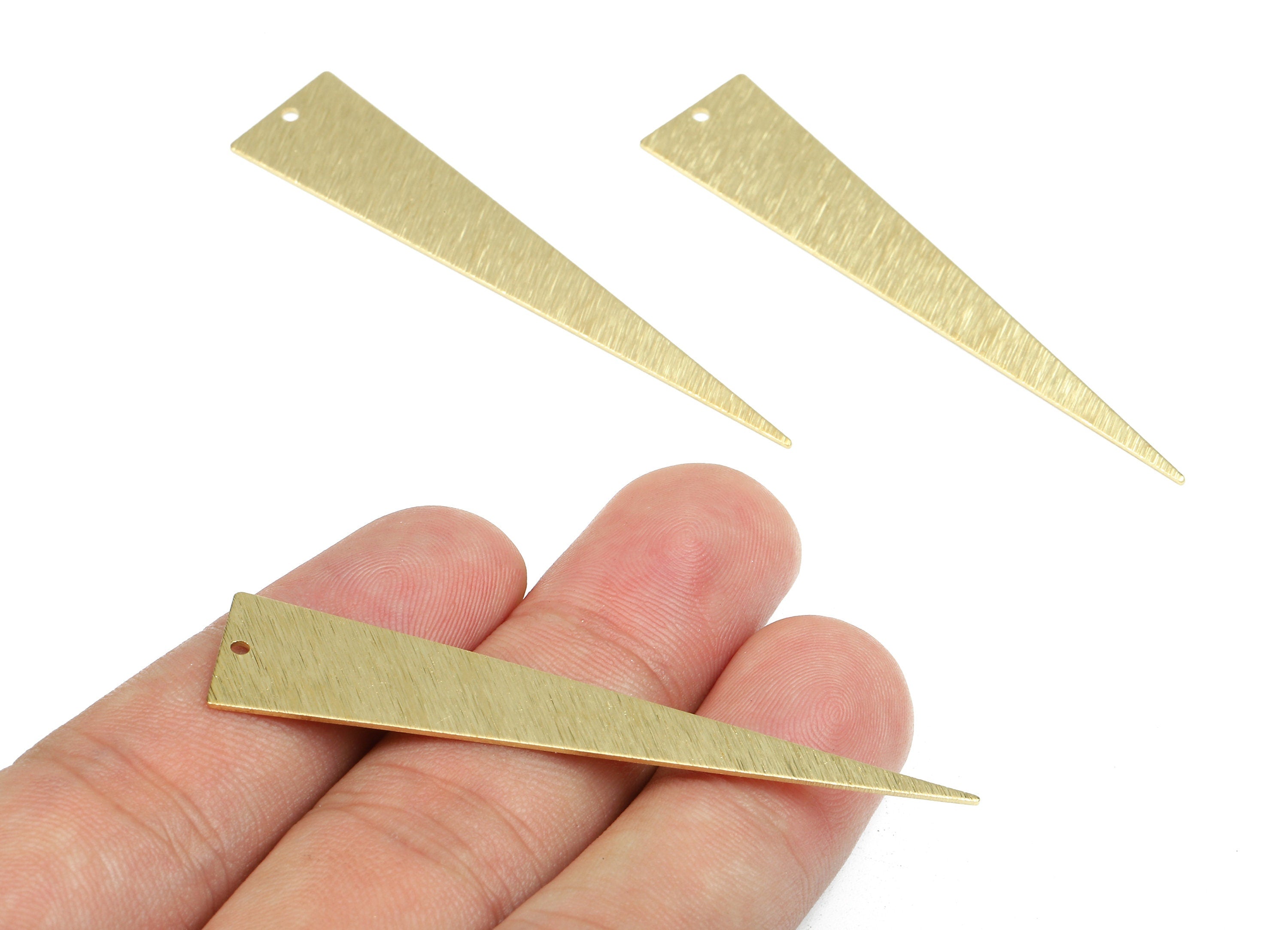 Brass Triangle Charms - Raw Brass Texture Letter Triangle Earrings and Pendant - Brass Necklace - 60.02x12.98x0.83mm - PP2637 - DOMEDBAZAAR