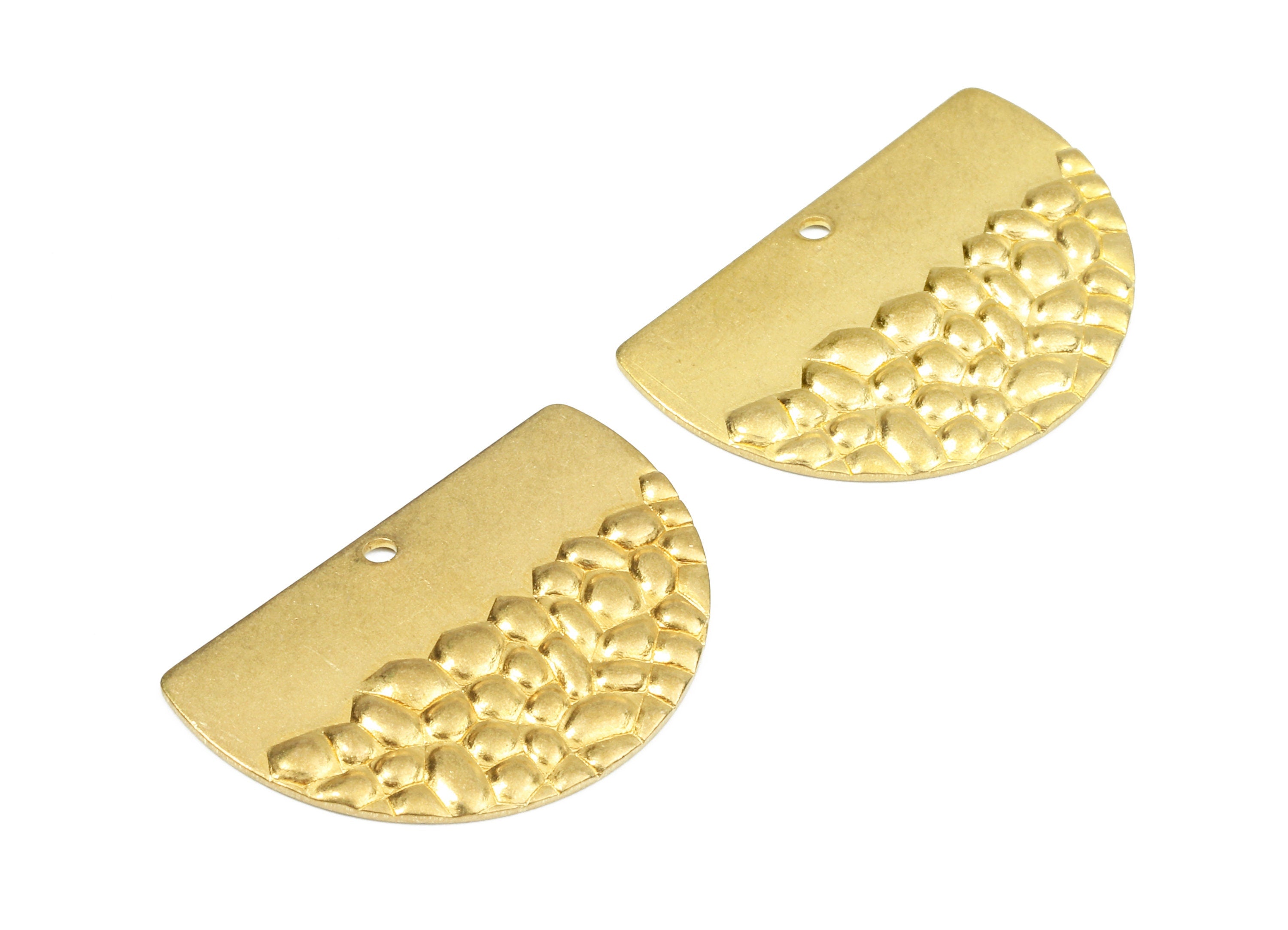 Brass Semicircle Charms - Raw Brass Wavy Semicircle Earrings and Pendant - Brass Semicircle Necklace - 26.59x17.63x1.57mm - PP2425 - DOMEDBAZAAR