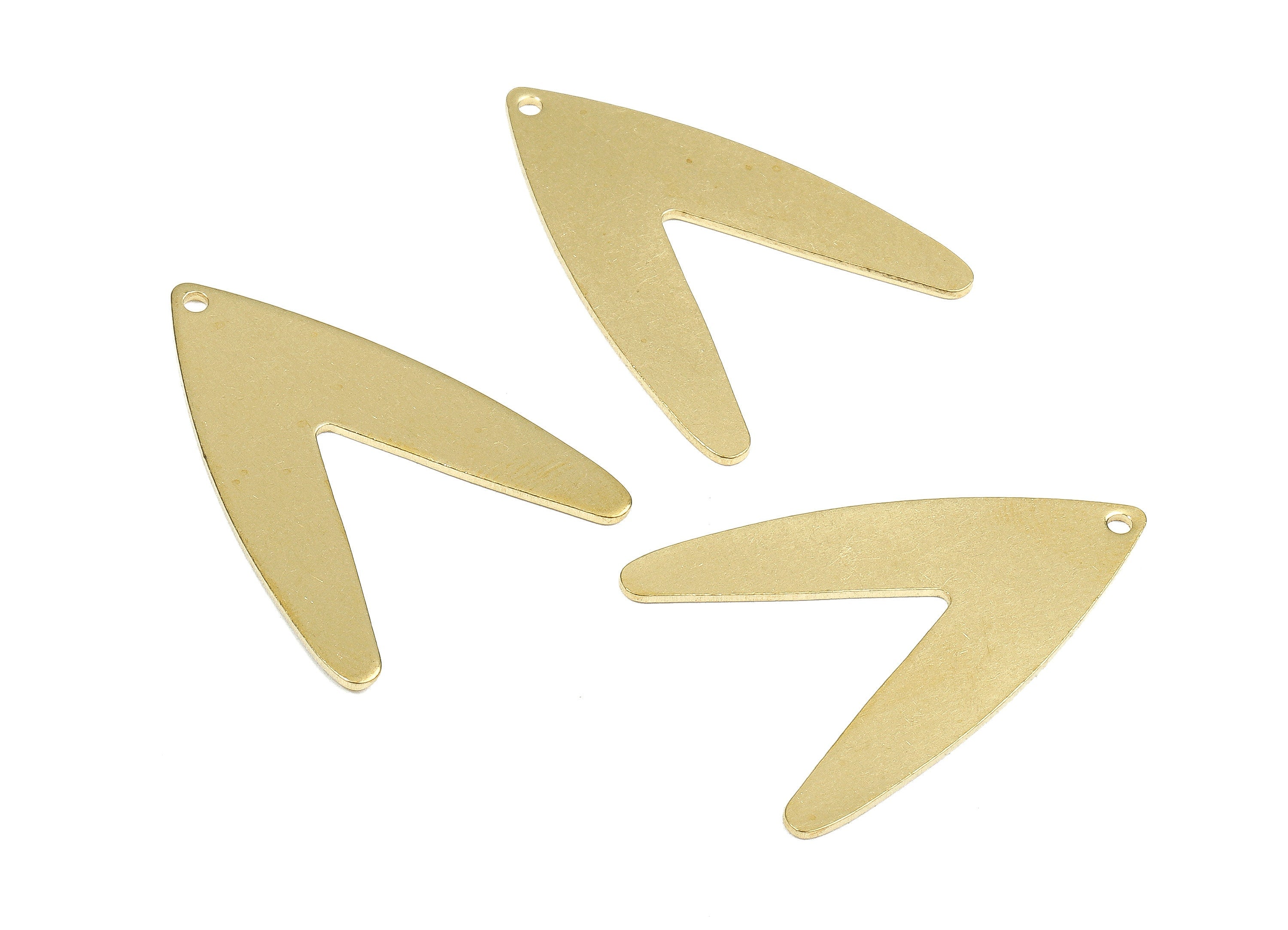 Personalized stamping blank - Brass V Charms - Raw Brass V Earrings and Pendant - Brass V Necklace - 30.63x22.69x0.79mm - PP2642 - DOMEDBAZAAR