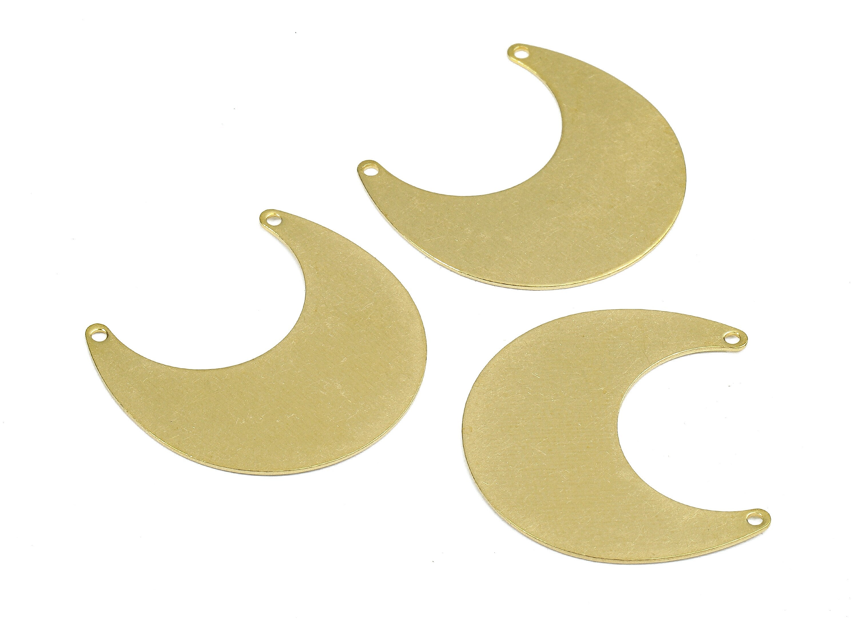 Personalized stamping blank - Brass Moon Connectors - Raw Brass Moon Pendant and Necklace - 25.06x23.02x0.79mm - PP2655 - DOMEDBAZAAR
