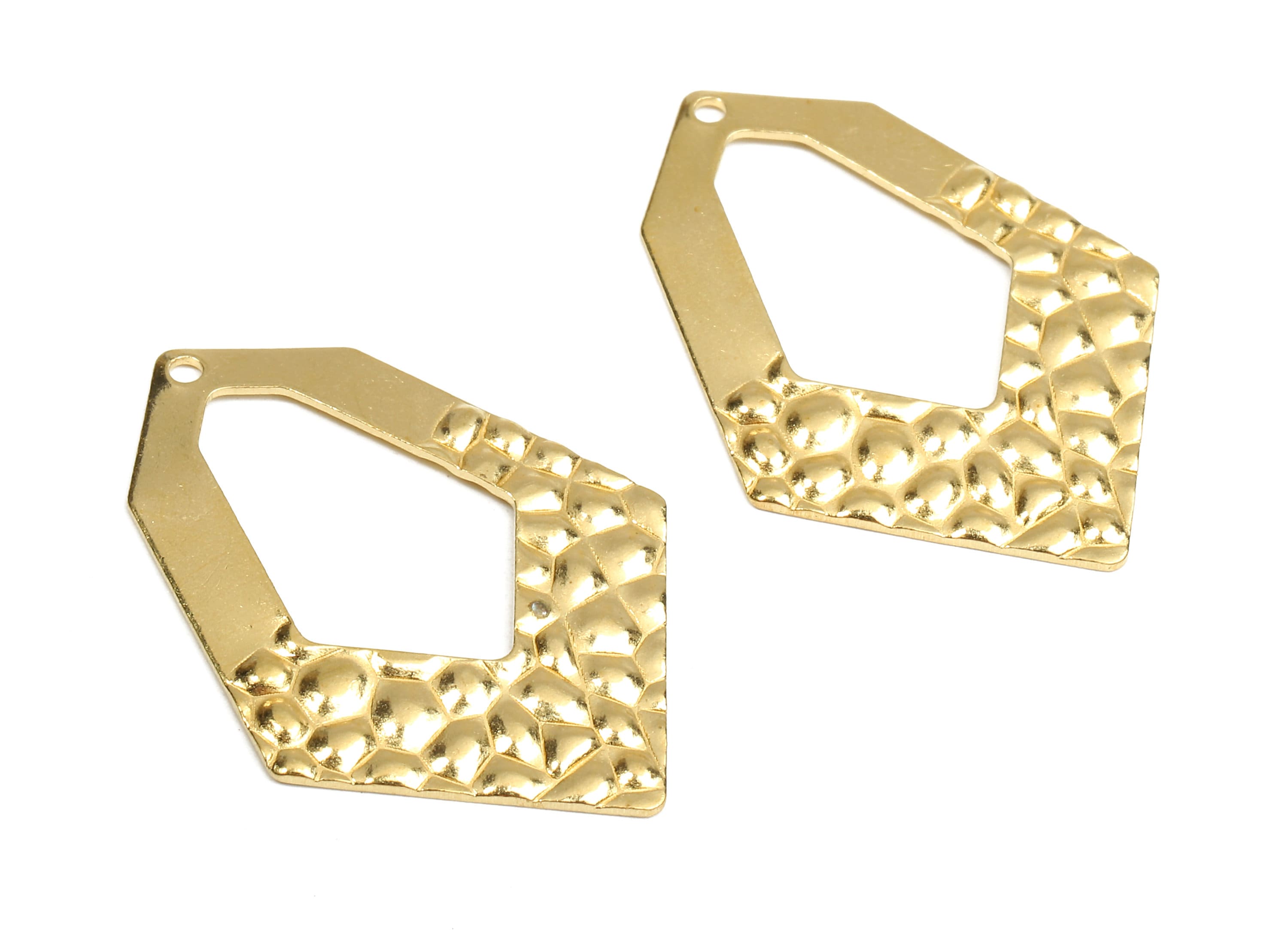 Brass Hexagon Charms - Raw Brass Wavy Hexagon Earrings and Pendant - Brass Geometric Necklace - 33.2x24.07x1.45mm - PP2557 - DOMEDBAZAAR