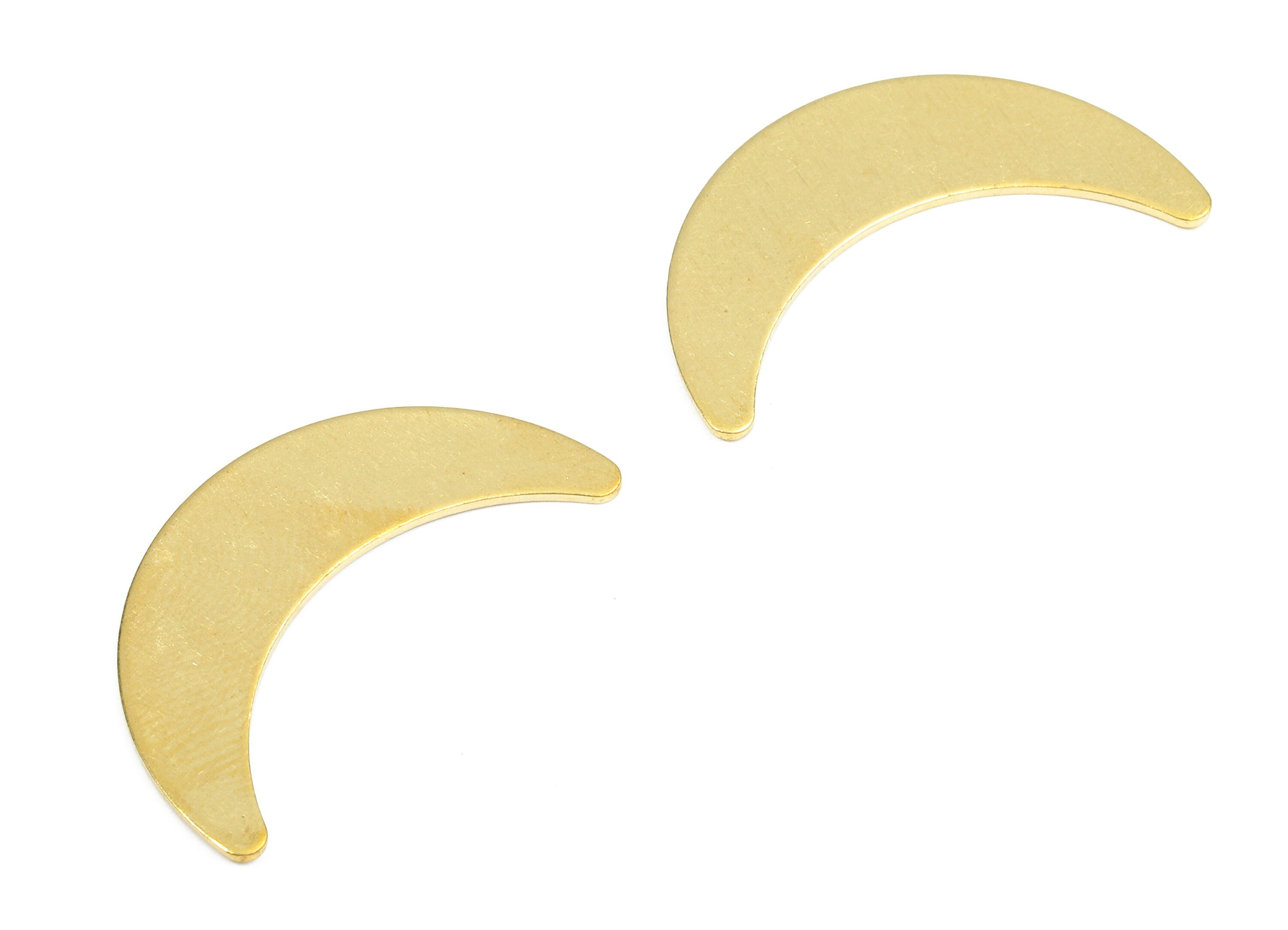 Brass Moon Blank - Raw Brass Moon Blank - Brass Moon Tag - Brass Stamping Tag - Brass Blank Findings - 28.47x8.17x0.69mm - PP2409 - DOMEDBAZAAR