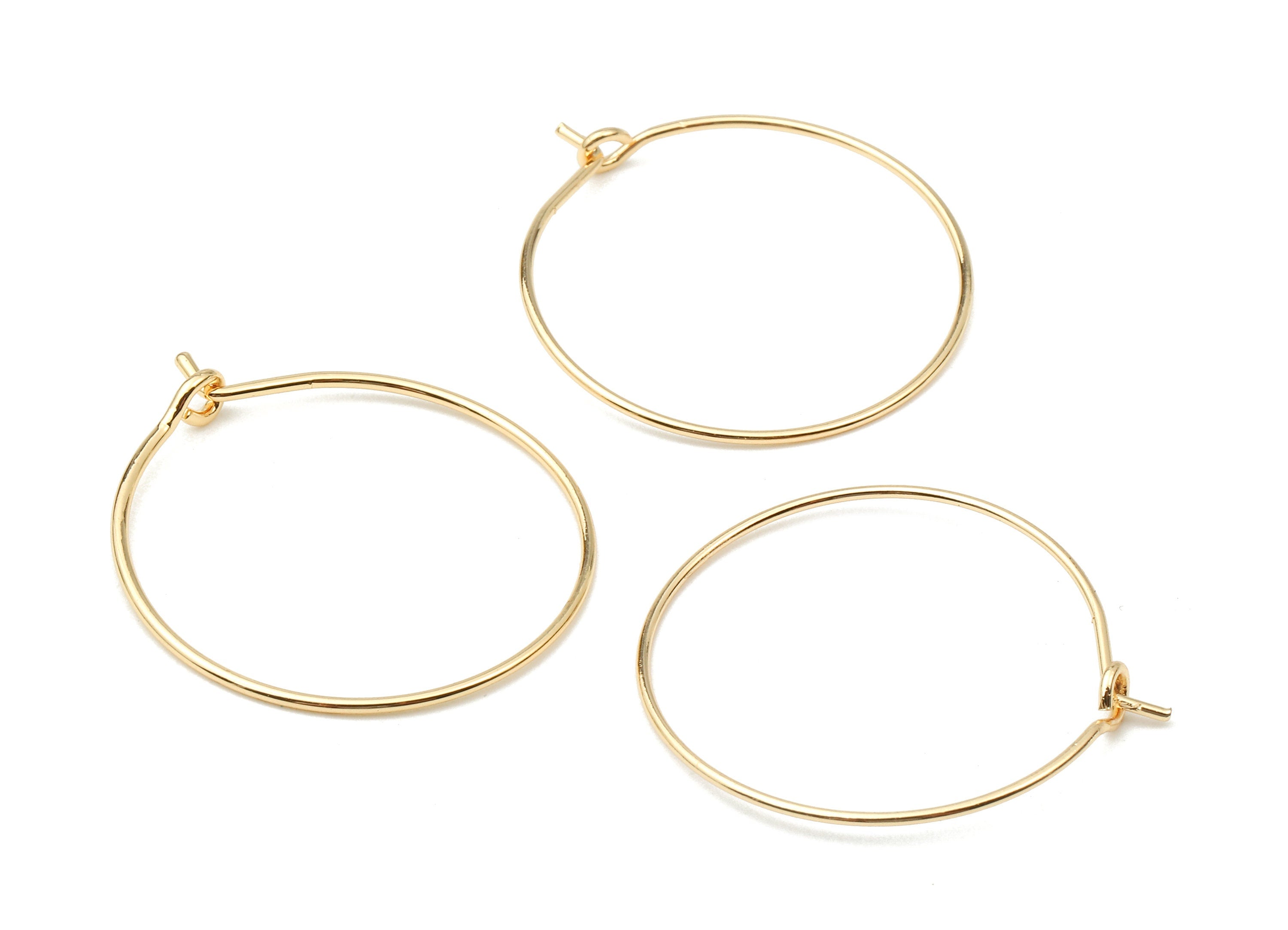 Brass Earring Wire - Brass Earring Circle Earring Wire - 18K Real Gold Plated Brass - Jewelry Supplies - 25x25x0.75mm - RGP1252 - DOMEDBAZAAR