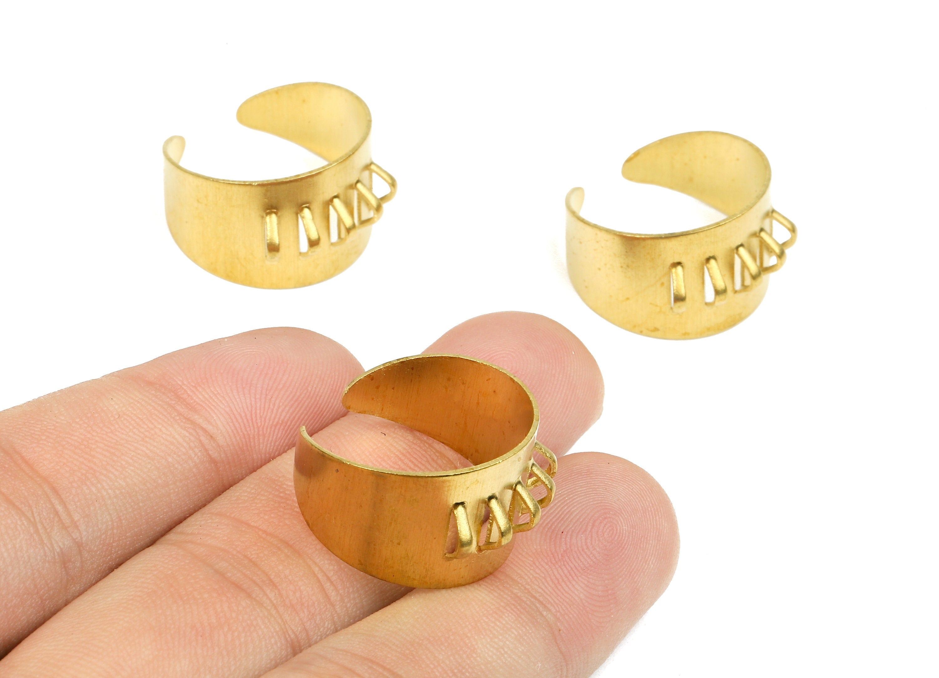 Brass Adjustable Ring Charms - Raw Brass Wide Ring - Tapered Ring Findings - Jewelry Supplies - 19.96x13.79x2.82mm - PP2697 - DOMEDBAZAAR