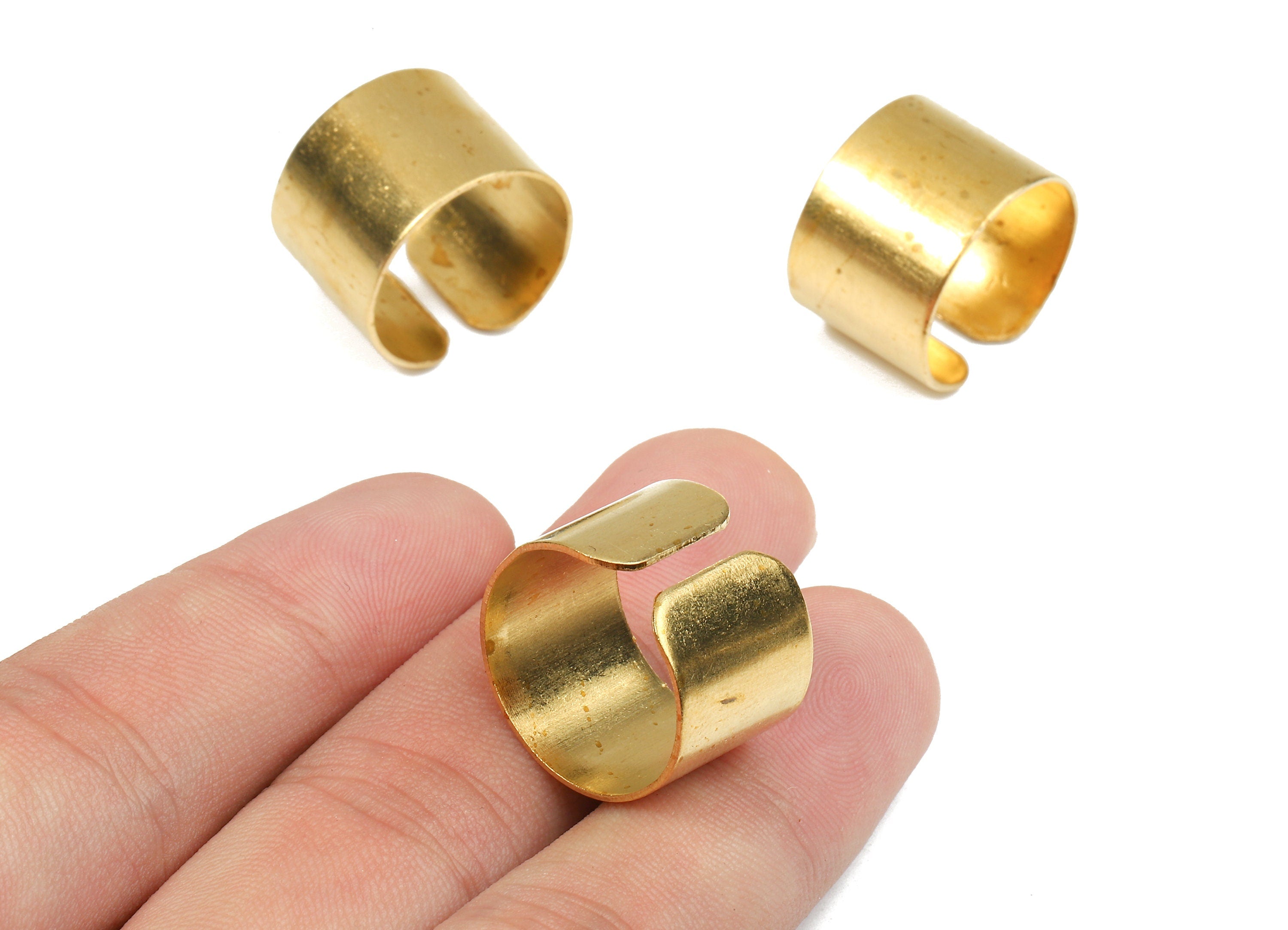 Brass Adjustable Ring Charms - Raw Brass Wide Ring - Tapered Ring Findings - Jewelry Supplies - 18.8x13.97x0.79mm - PP2696 - DOMEDBAZAAR