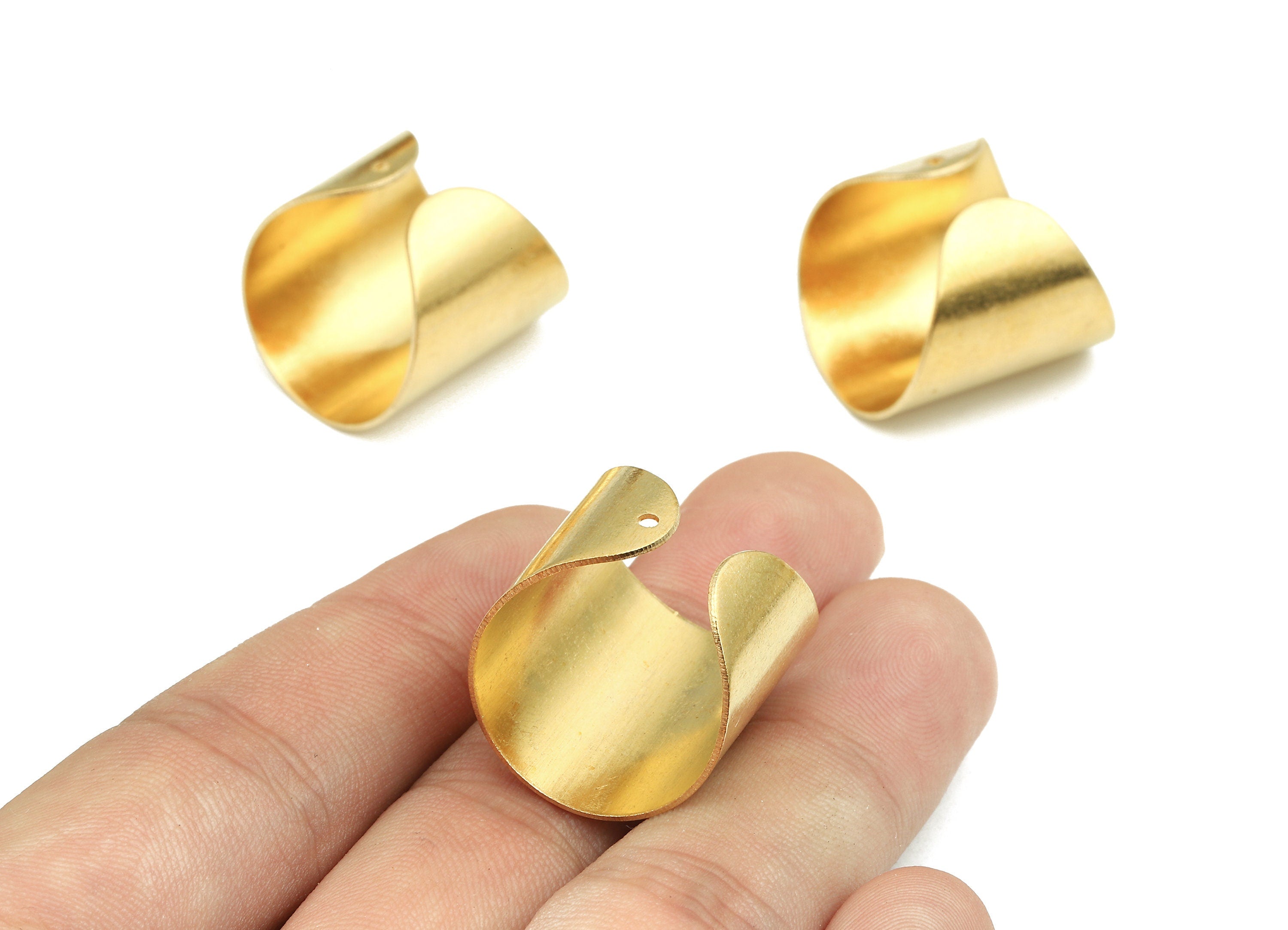 Brass Adjustable Ring Charms - Raw Brass Wide Ring - Tapered Ring Findings - Jewelry Supplies - 23.41x20.62x0.8mm - PP2698 - DOMEDBAZAAR