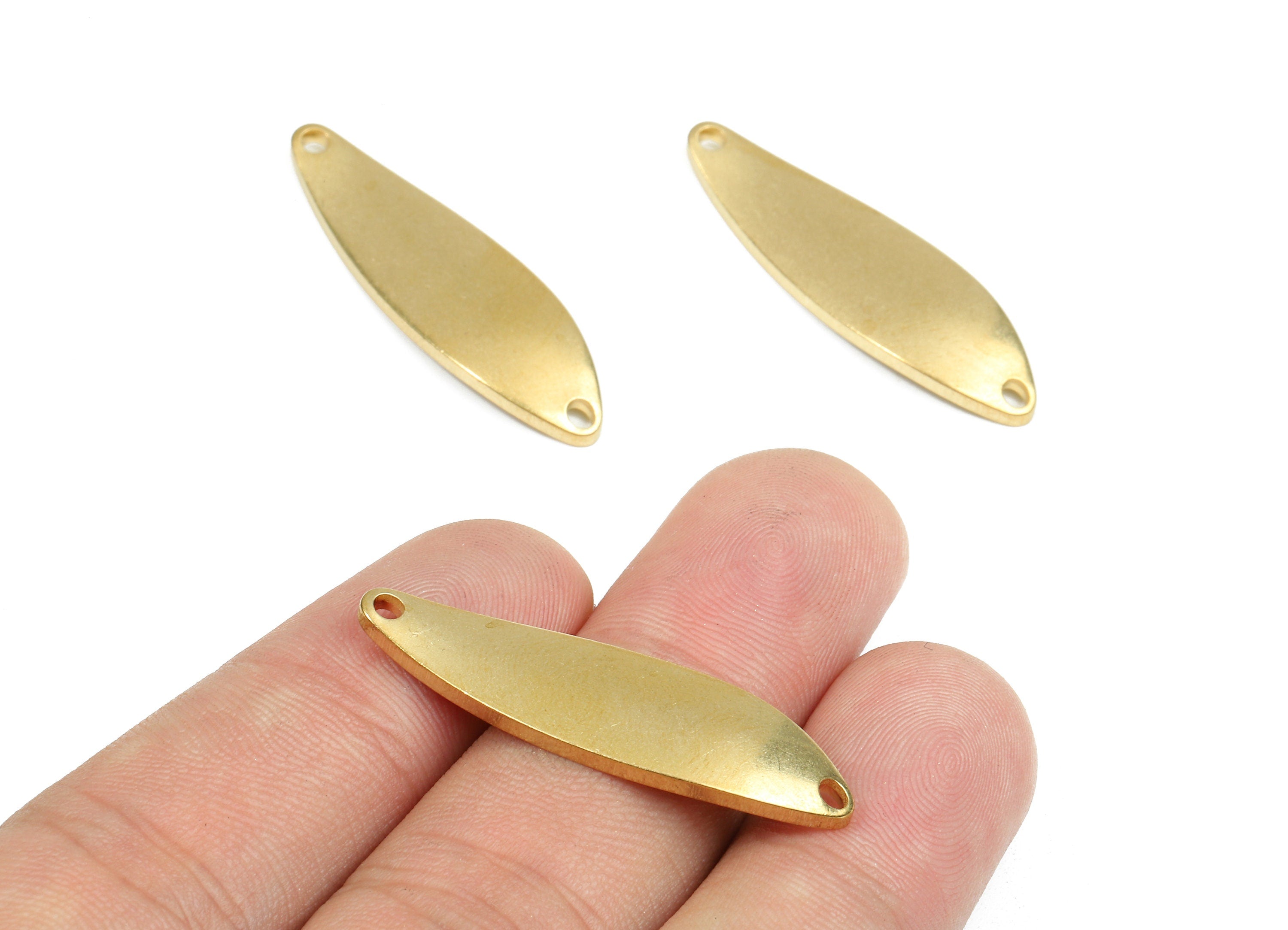 Personalized stamping blank - Brass Wavy Oval Connectors - Raw Brass Wavy Oval Stamping Tag - 29.12x11.04x2.36mm - PP2610 - DOMEDBAZAAR