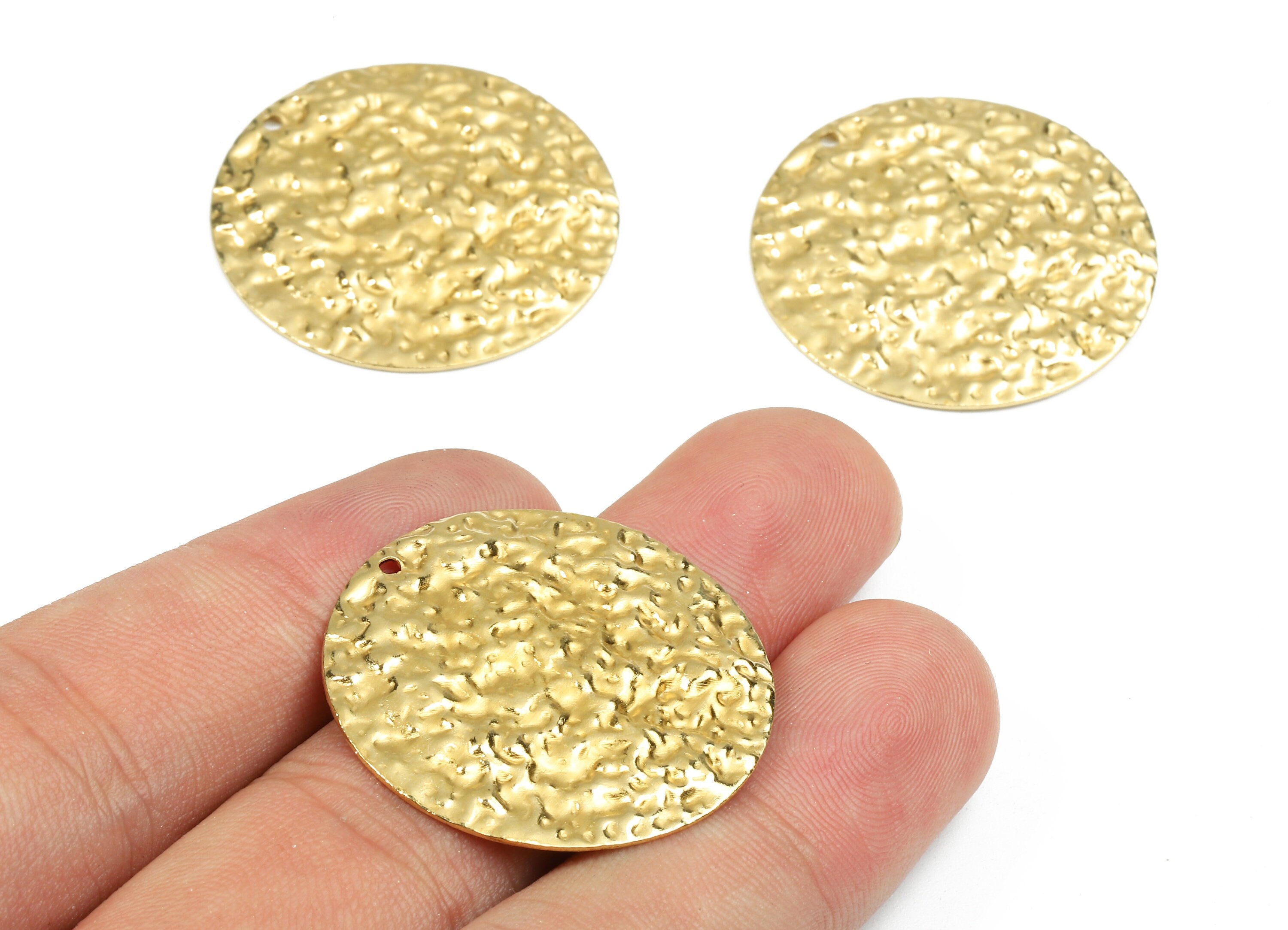 Brass Wavy Round Charms - Raw Brass Wavy Round Earrings and Pendant - Earring Findings - Jewelry Supplies - 30.12x30.12x1.03mm - PP2464 - DOMEDBAZAAR