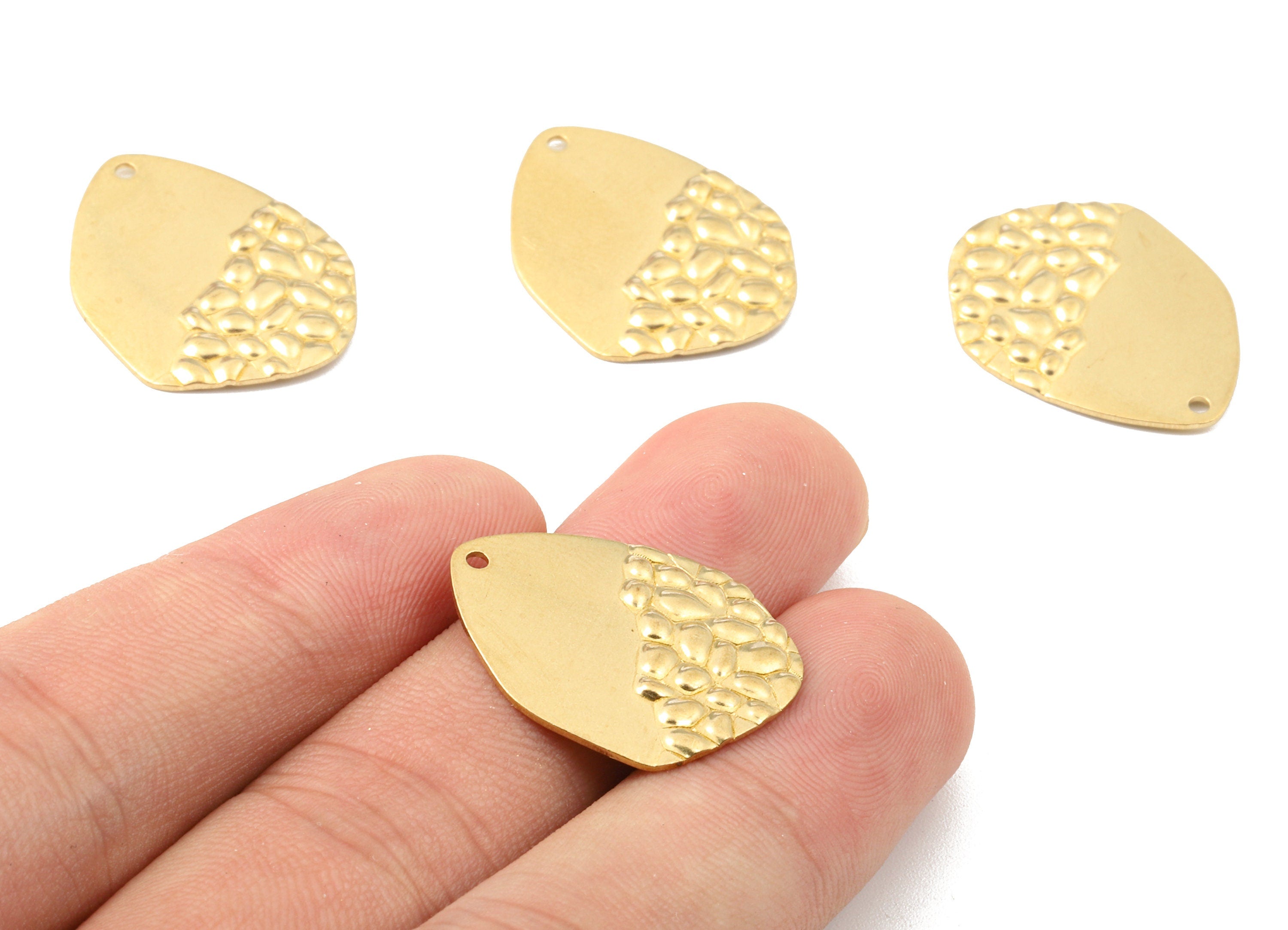 Brass Drop Charms - Raw Brass Wavy Drop Earrings and Pendant - Brass Drop Necklace - Jewelry Supplies - 24.54x19.95x0.97mm - PP2439 - DOMEDBAZAAR