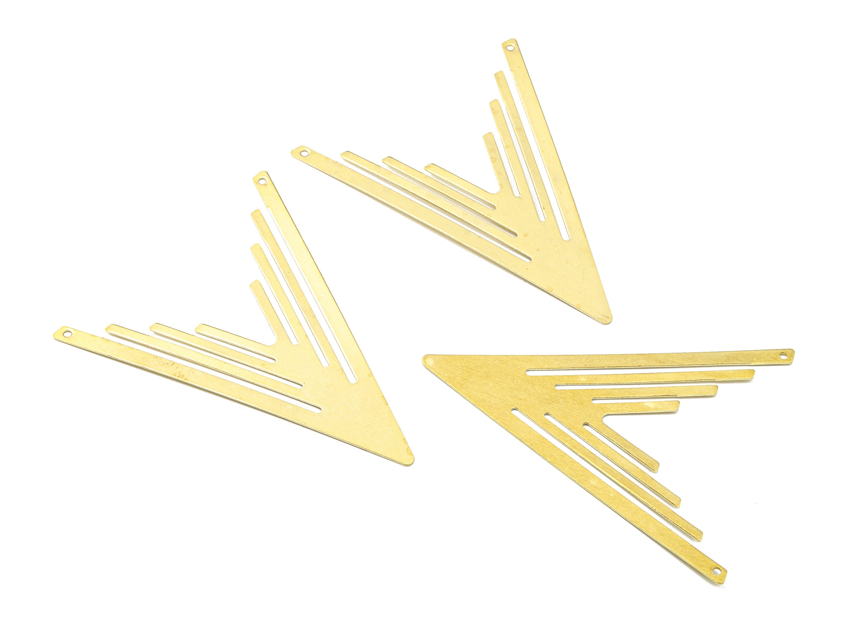 Brass Arrow Connectors - Raw Brass Arrow Pendant and Necklace - Brass V Connectors - 2 Holes - 61.88x47.99x0.48mm - PP2470 - DOMEDBAZAAR