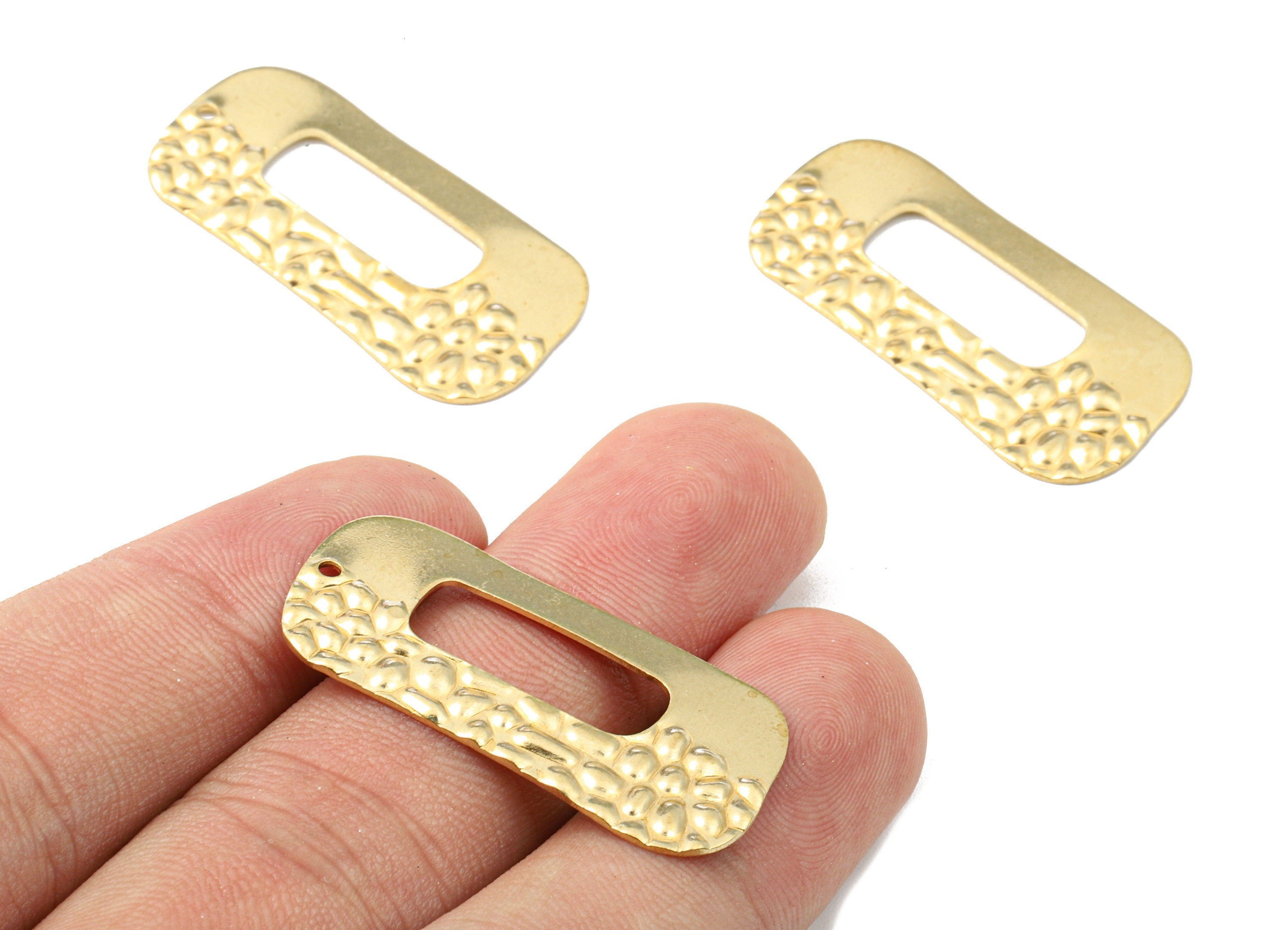 Brass Wavy Rectangle Charms - Raw Brass Rectangle Earrings and Pendant - Earring Findings - Jewelry Supplies - 33.82x16.86x0.97mm - PP2532 - DOMEDBAZAAR