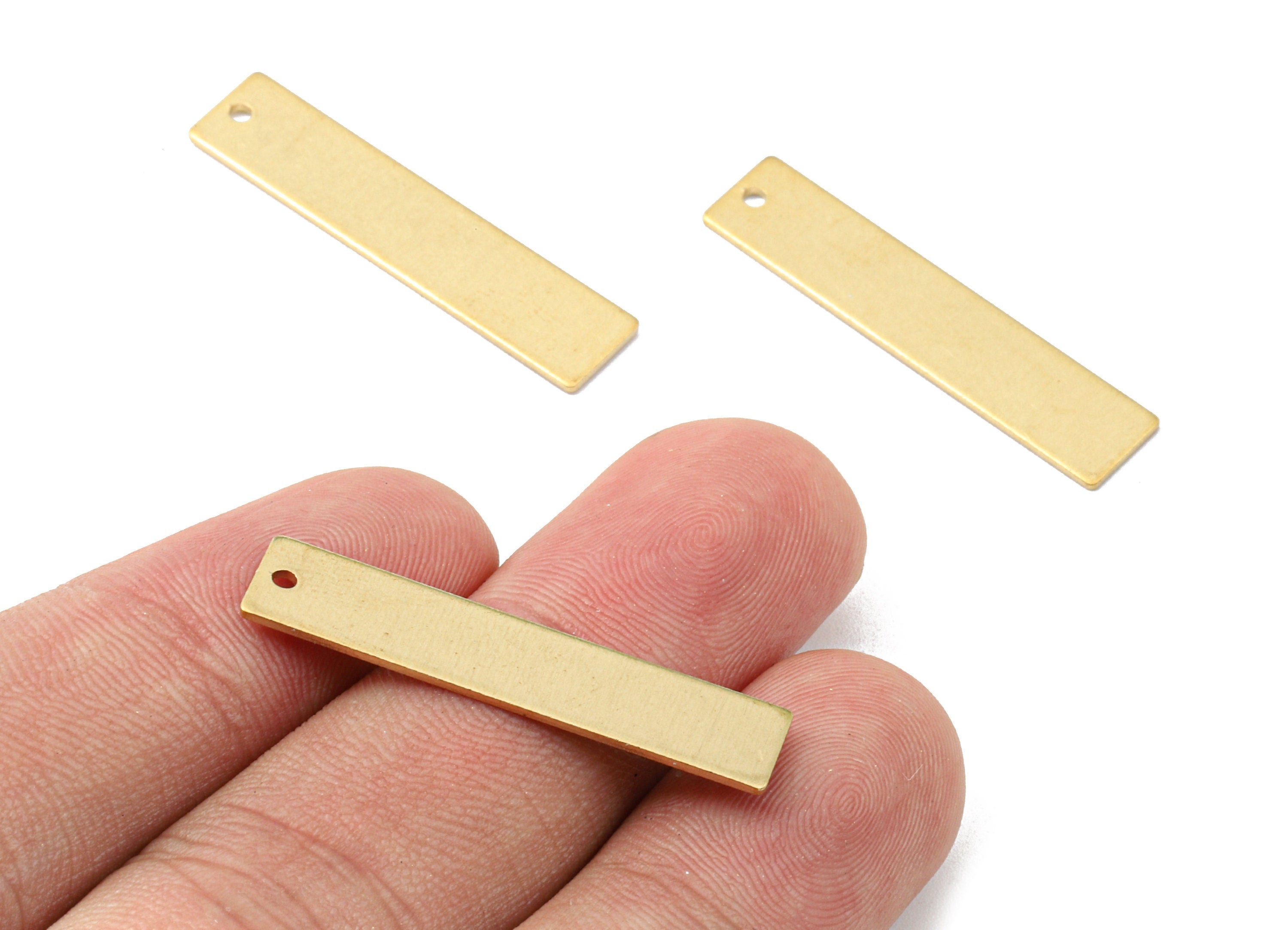 Personalized stamping blank - Brass Rectangle Charms - Raw Brass Rectangle Earrings and Pendant - 32.74x7.23x0.78mm - PP2542 - DOMEDBAZAAR