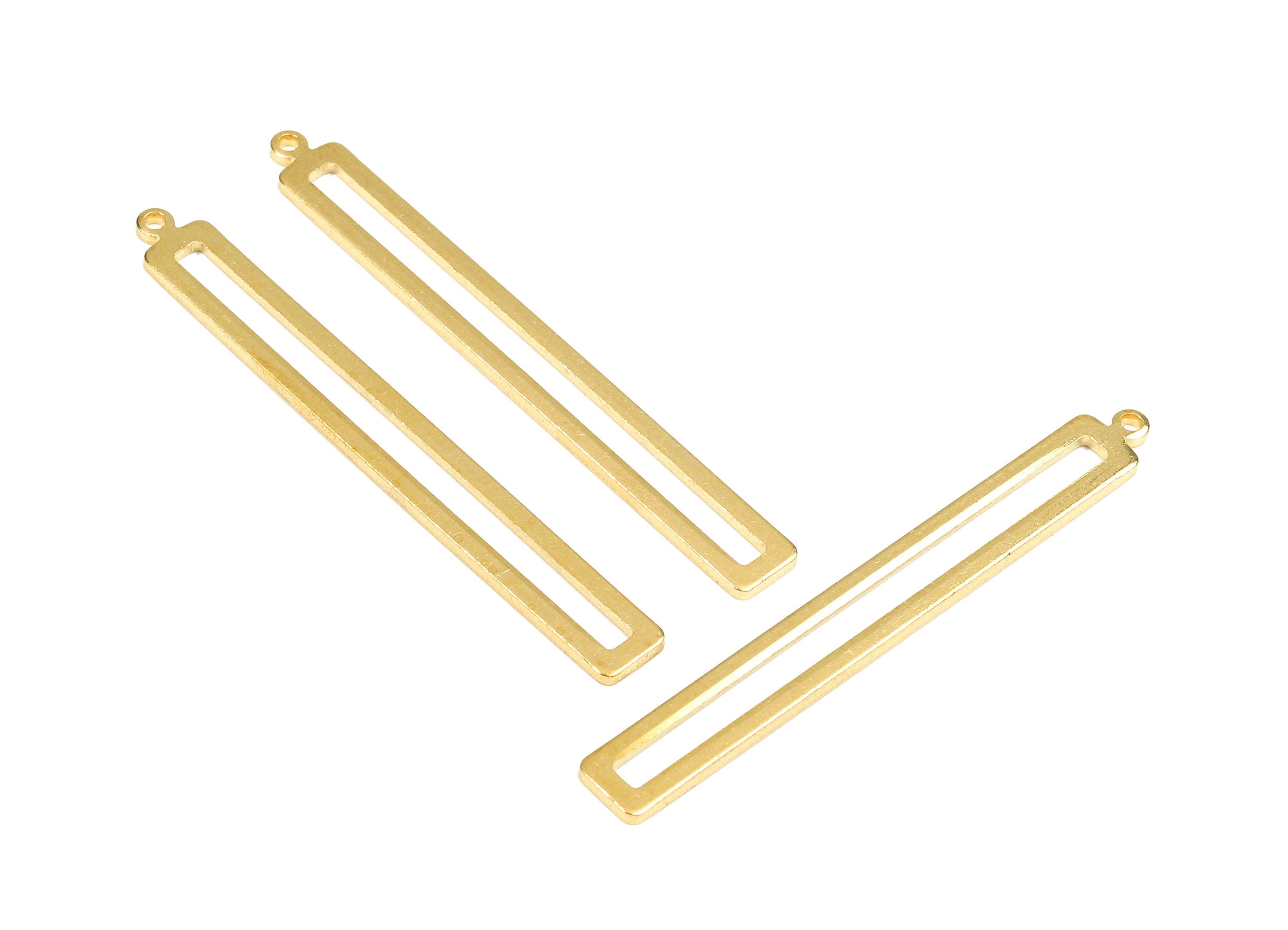 Brass Strip Charms - Raw Brass Strip Earrings and Pendant - Brass Strip Necklace - Jewelry Supplies - 53.13x6.39x1.2mm - PP2614 - DOMEDBAZAAR