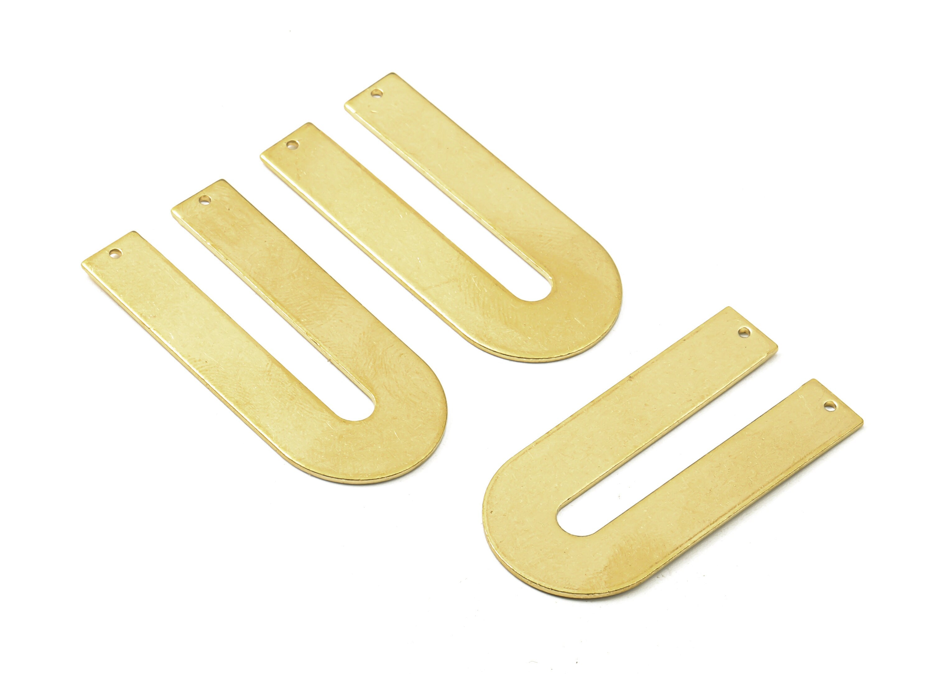 Brass U Connectors - Raw Brass U Pendant - Brass U Necklace - 2 Holes - Jewelry Supplies - 45.05x21.48x1.02mm - PP2578 - DOMEDBAZAAR