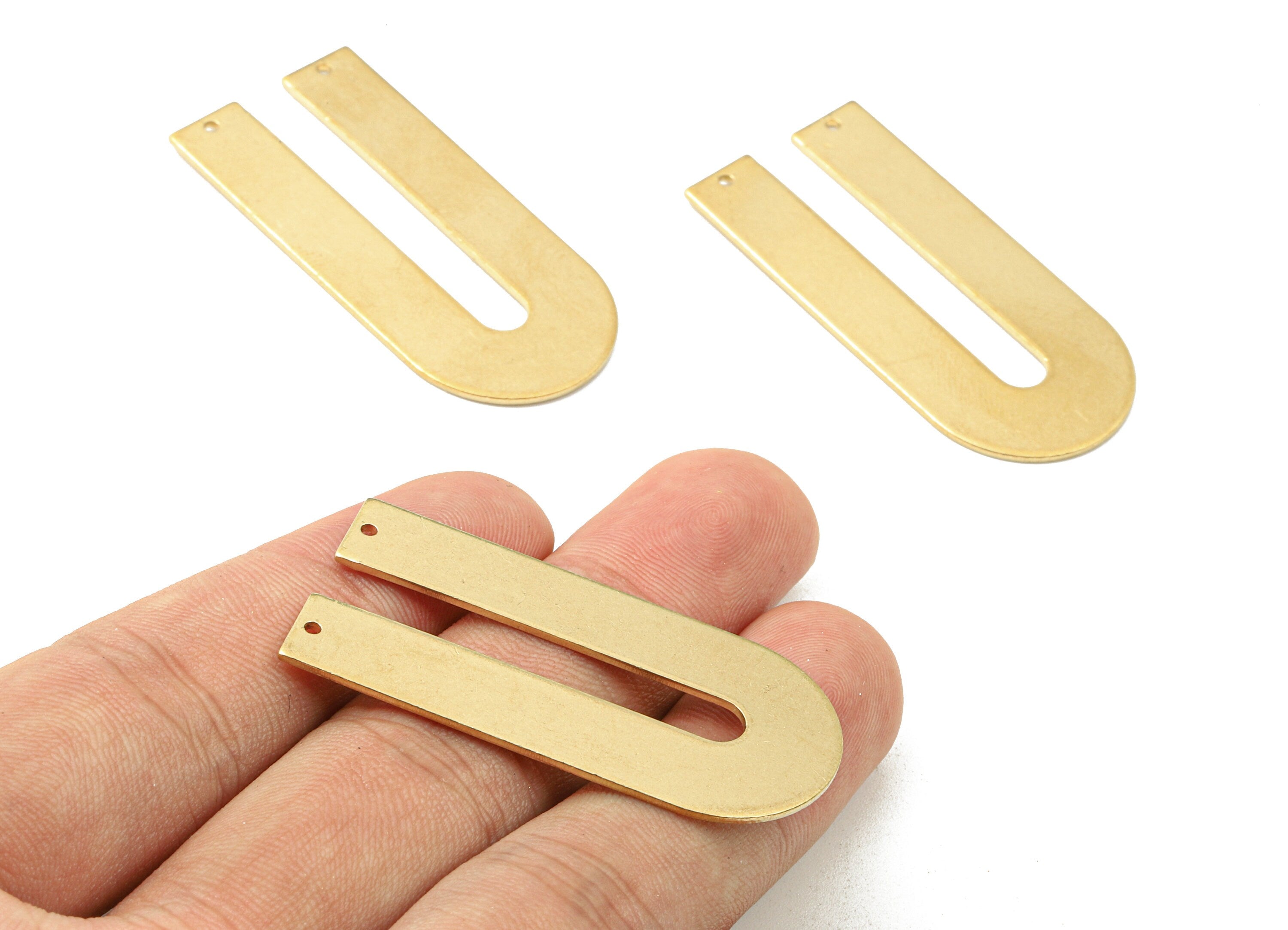 Brass U Connectors - Raw Brass U Pendant - Brass U Necklace - 2 Holes - Jewelry Supplies - 45.05x21.48x1.02mm - PP2578 - DOMEDBAZAAR