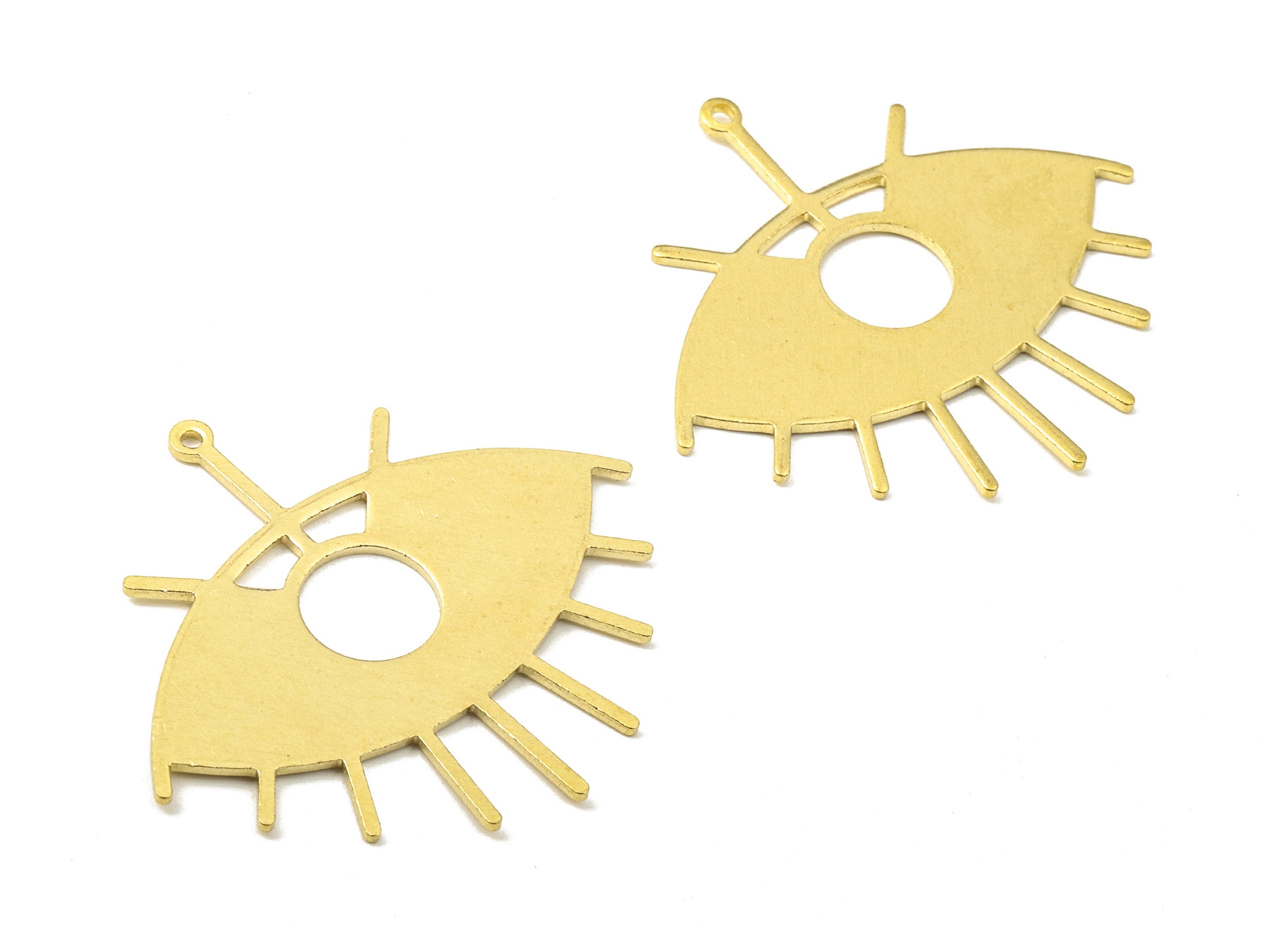 Brass Eye Charms - Raw Brass Eye Earring and Pendant - Brass Eye Necklace - Jewelry Supplies - 41.47x37.82x1.39mm - PP2674 - DOMEDBAZAAR