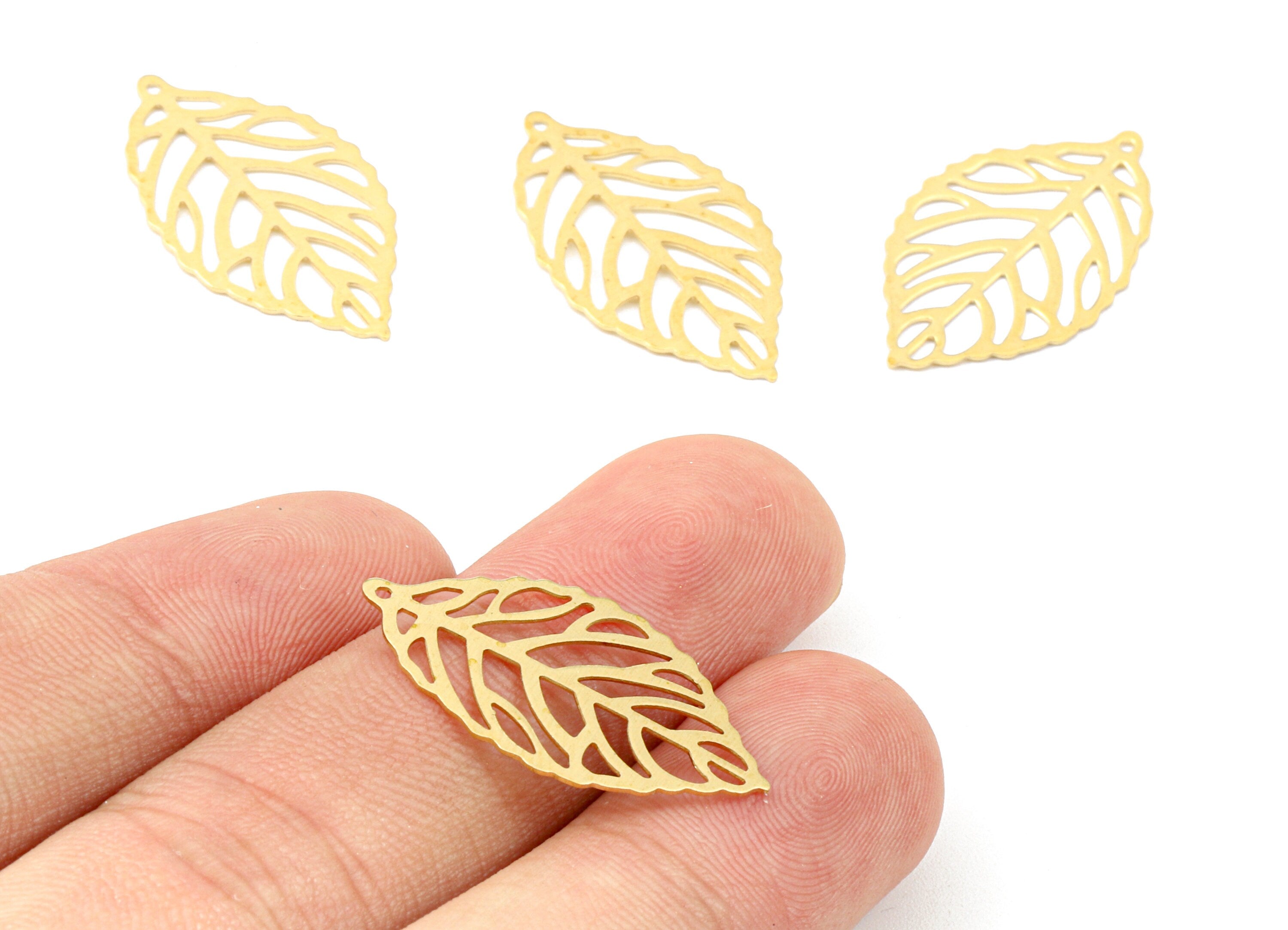 Brass Leaf Charms - Raw Brass Leaf Earrings and Pendant - Brass Leaf Necklace - Jewelry Supplies - 26.92x15.45x0.38mm - PP2503 - DOMEDBAZAAR