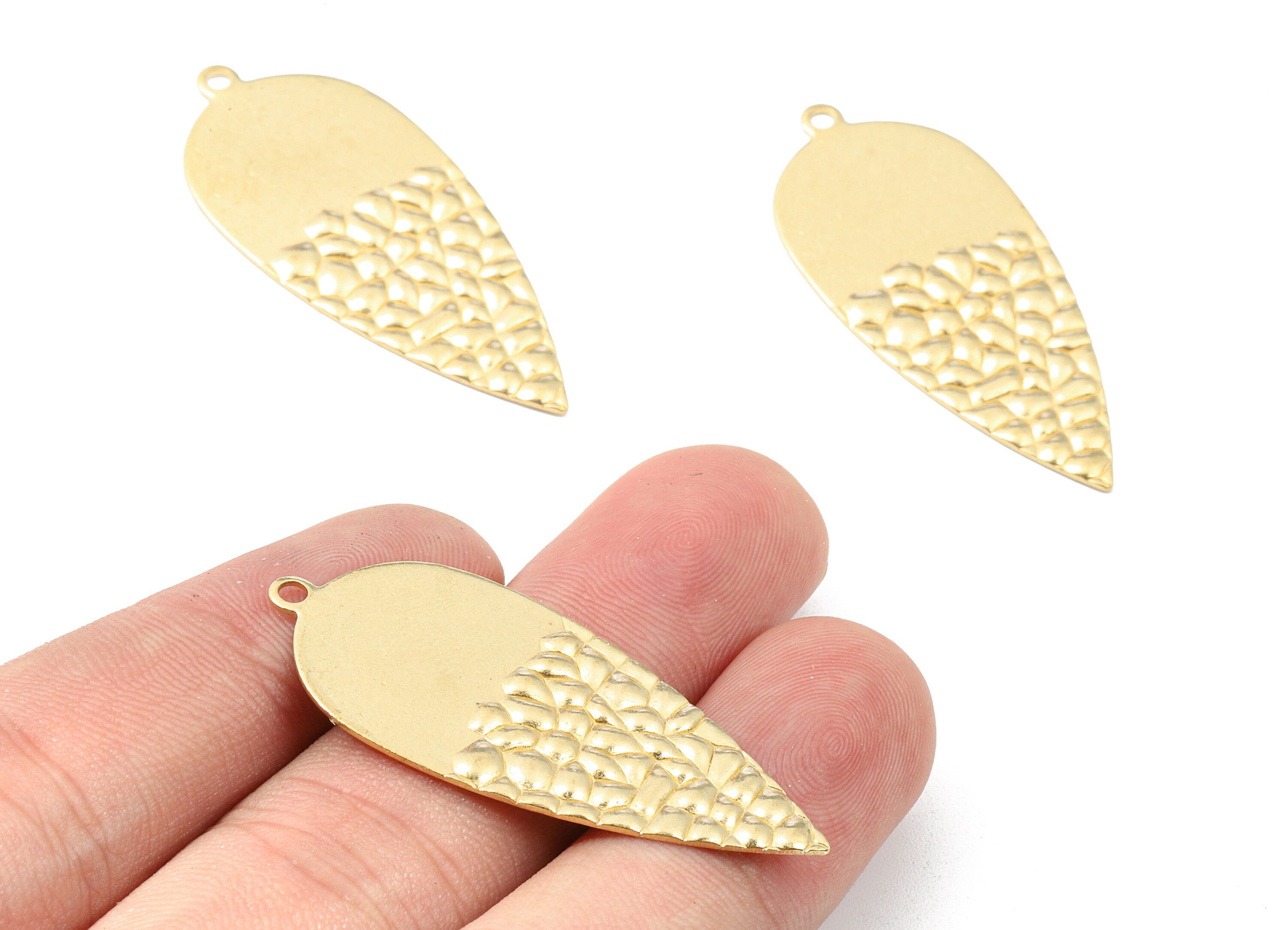 Brass Carrot Charms - Raw Brass Wavy Carrot Earrings and Pendant - Brass Drop Necklace - Jewelry Supplies - 42.74x18.57x1.07mm - PP2529 - DOMEDBAZAAR