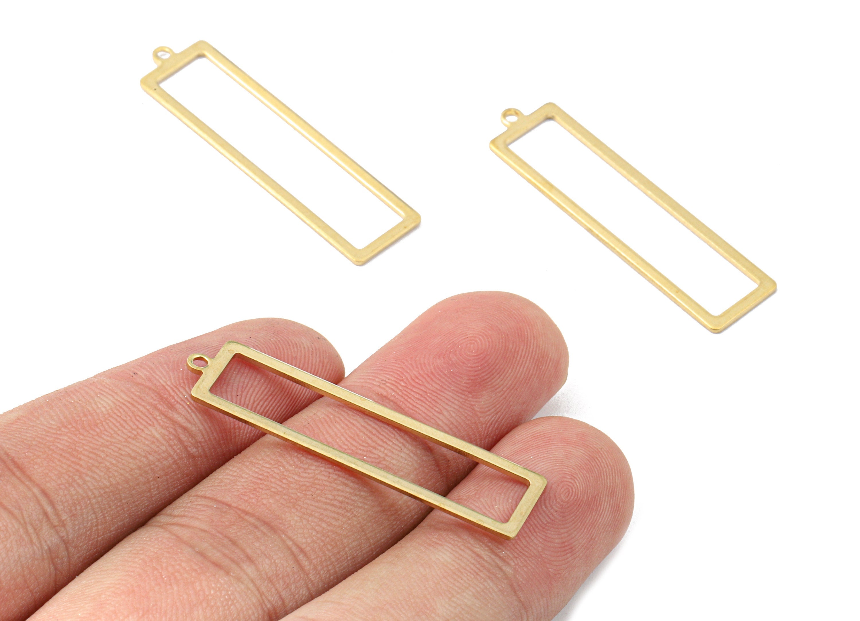 Brass Rectangle Charms - Raw Brass Rectangle Earrings and Pendant - Brass Rectangle Necklace - 37.82x10.24x0.91mm - PP2541 - DOMEDBAZAAR