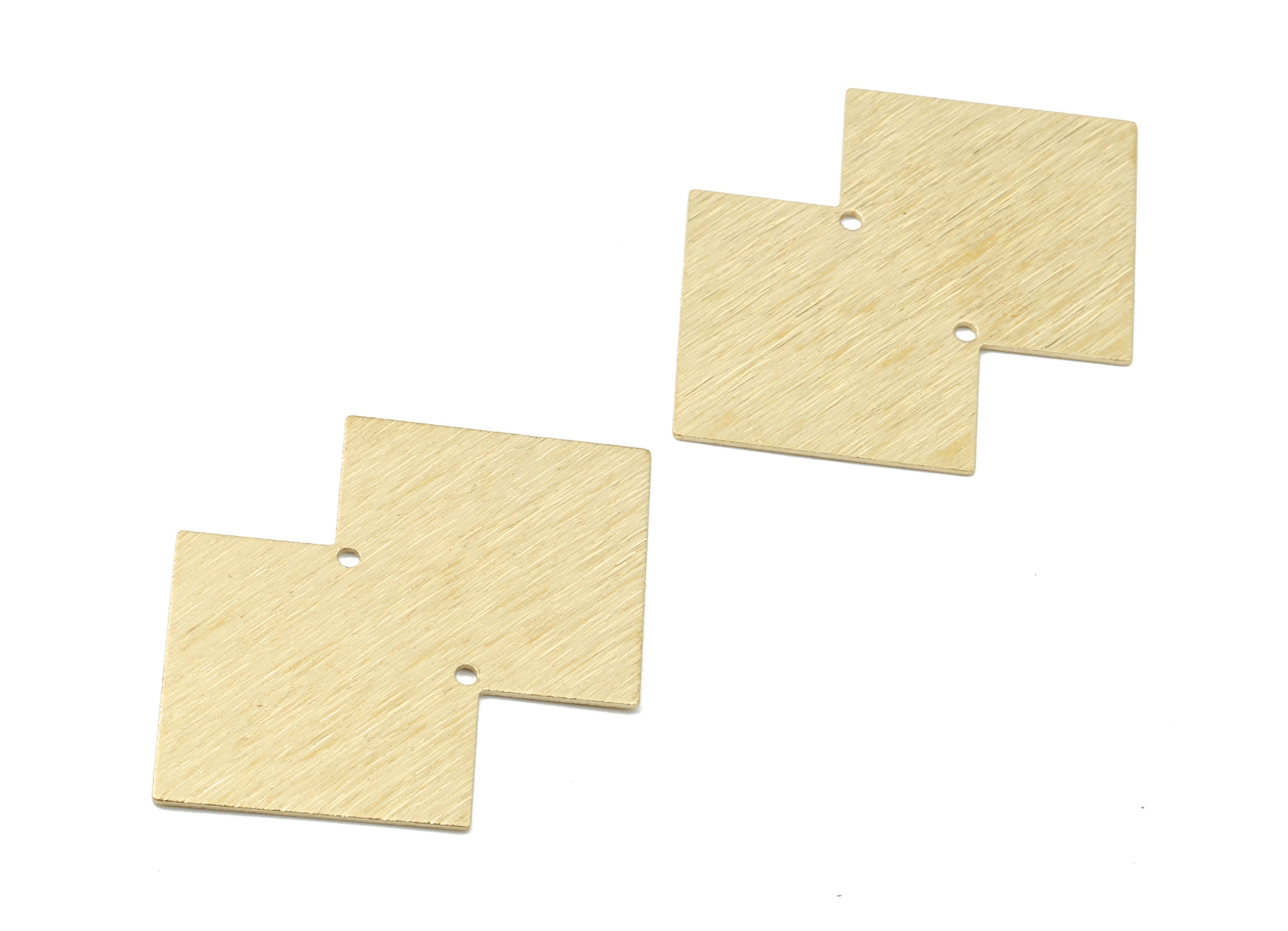 Brass Double Square Connectors - Raw Brass Textured Pendant and Necklace - Brass Earring Connectors - 2 Holes - 42.29x27.92x0.61mm - PP2508 - DOMEDBAZAAR