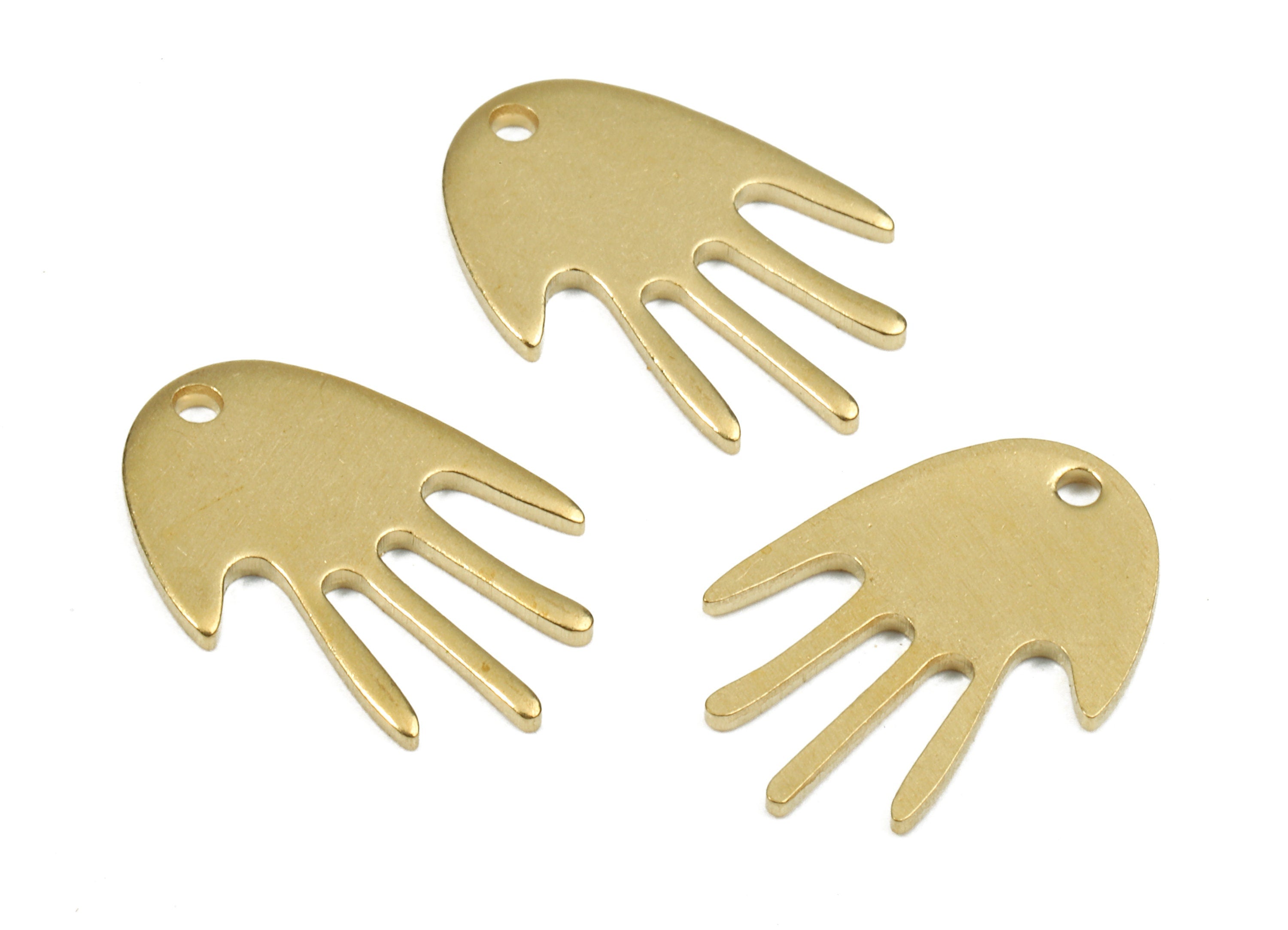 Personalized stamping blank - Brass Hand Charms - Raw Brass Hand Earrings and Pendant - Brass Hand Necklace - 16.76x11.5x1.17mm - PP2607 - DOMEDBAZAAR