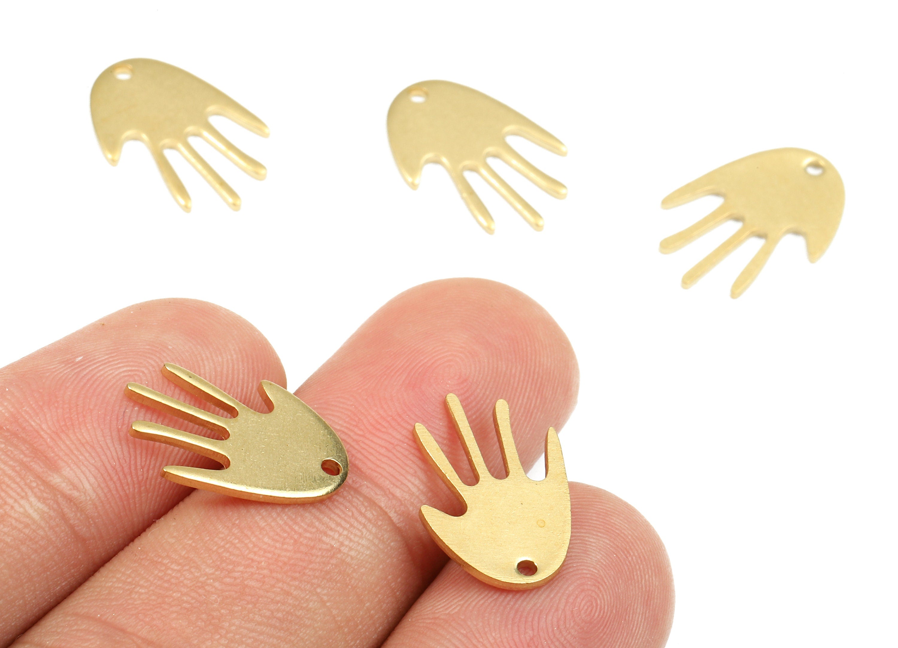 Personalized stamping blank - Brass Hand Charms - Raw Brass Hand Earrings and Pendant - Brass Hand Necklace - 16.76x11.5x1.17mm - PP2607 - DOMEDBAZAAR