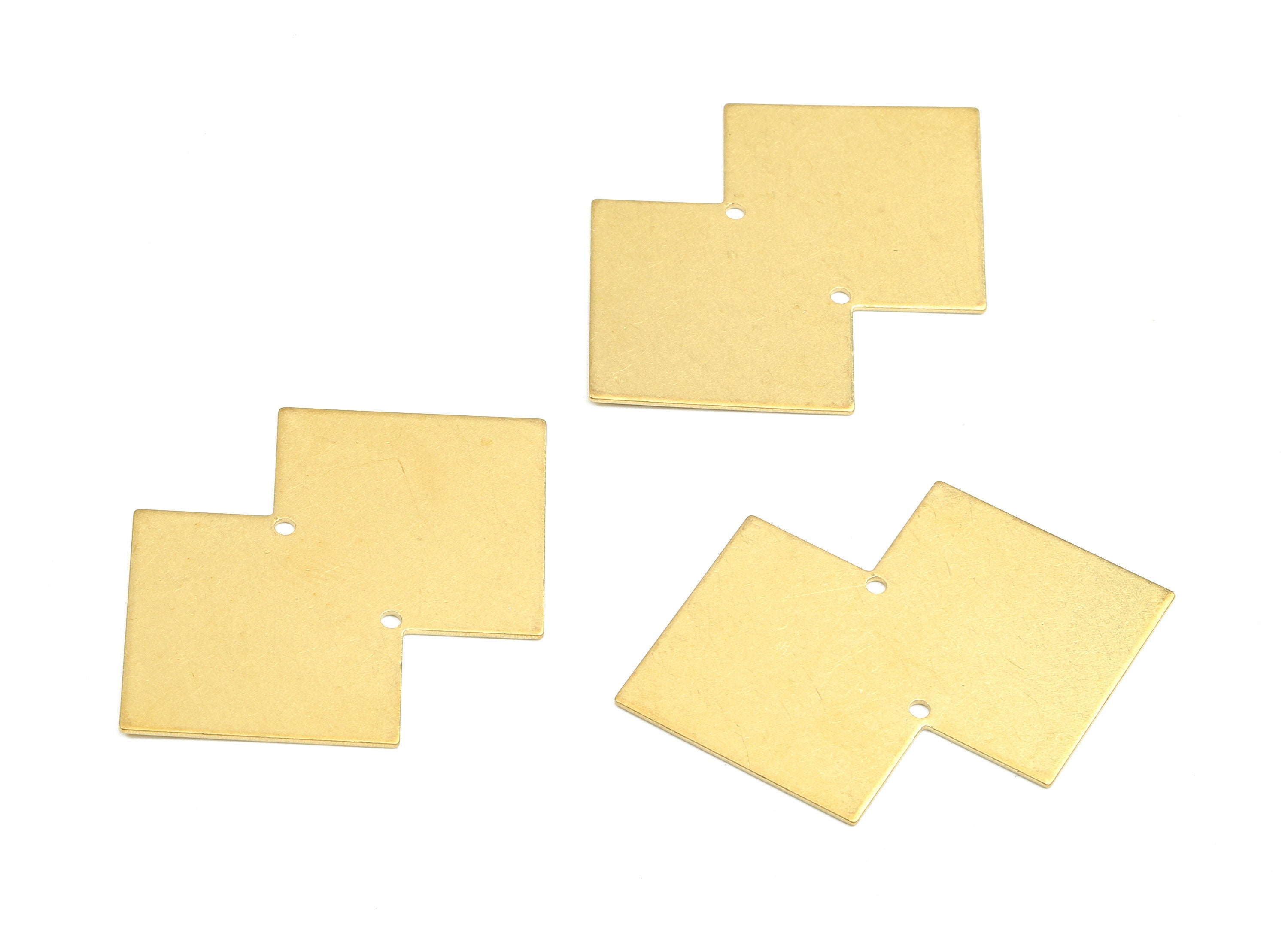 Personalized stamping blank - Brass Double Square Connectors - Raw Brass Pendant and Necklace - 42.38x27.94x0.6mm - PP2507 - DOMEDBAZAAR