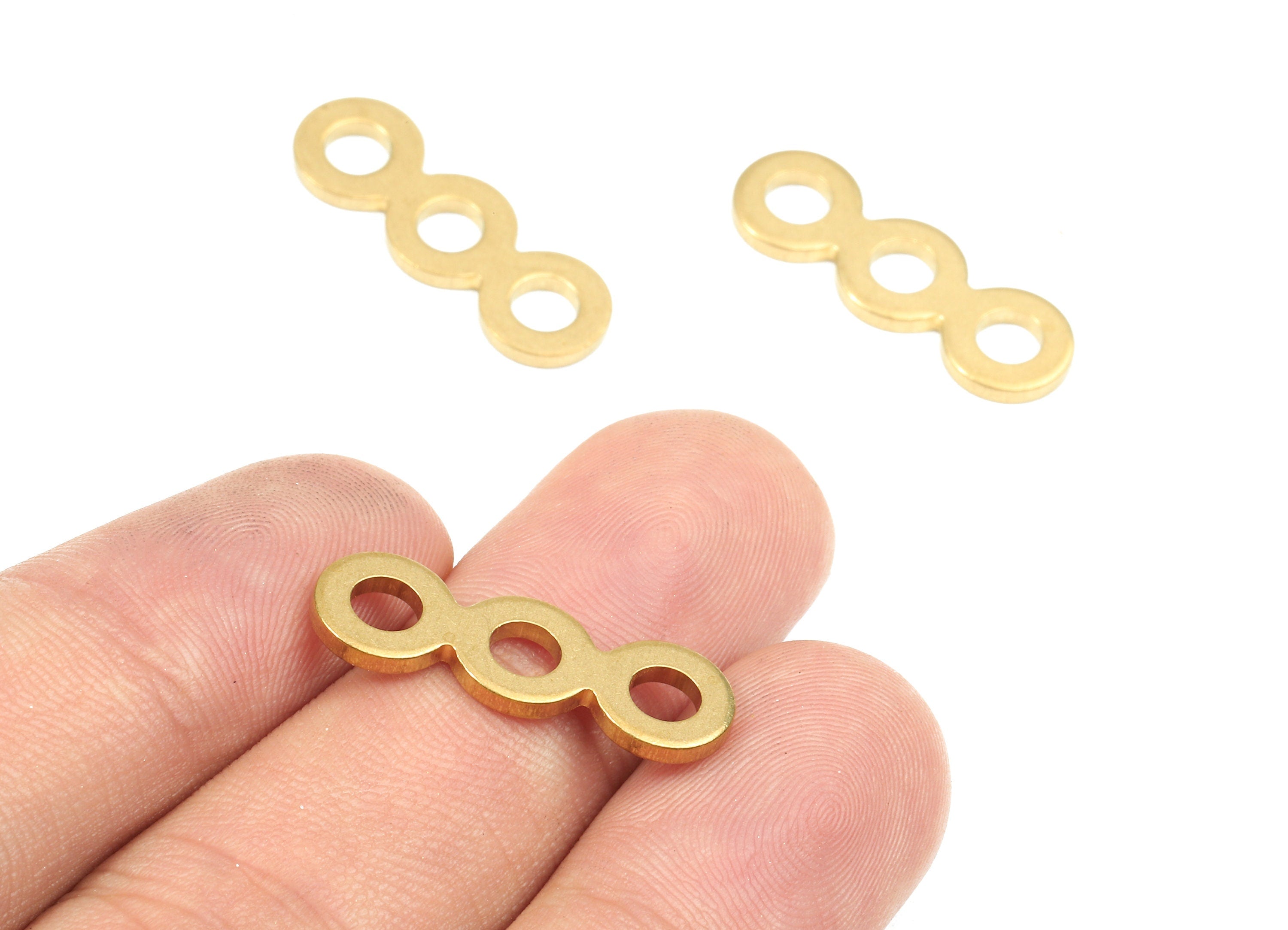 Brass 3 Holes Circle Connectors - Raw Brass Earrings and Bracelet and Necklace Connectors - Connector Findings - 24.12x8.1x1.43mm - PP2667 - DOMEDBAZAAR