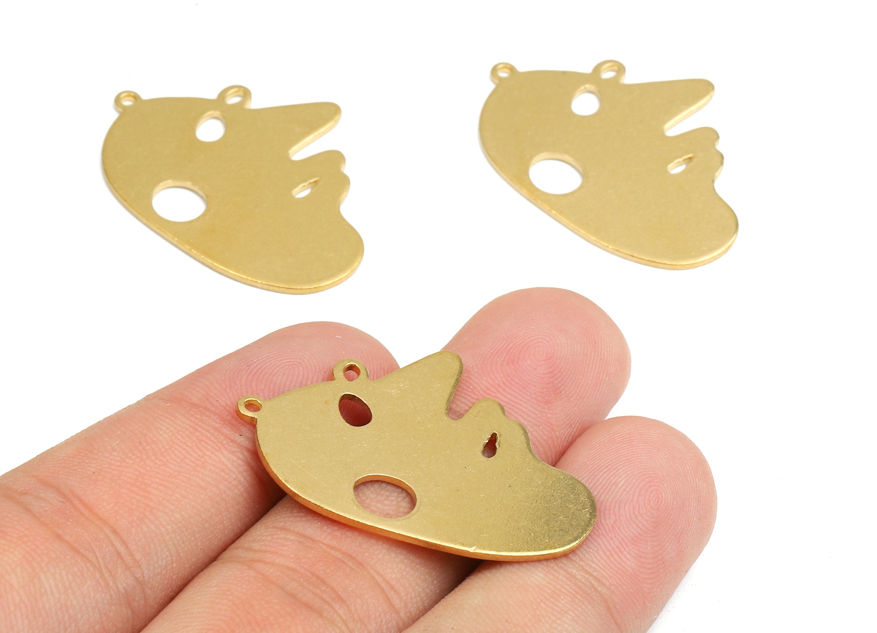 Brass Face Charms - Raw Brass Face Earrings and Pendant - Brass Face Necklace - Jewelry Supplies - 35.43x26.2x1.05mm - PP2368 - DOMEDBAZAAR