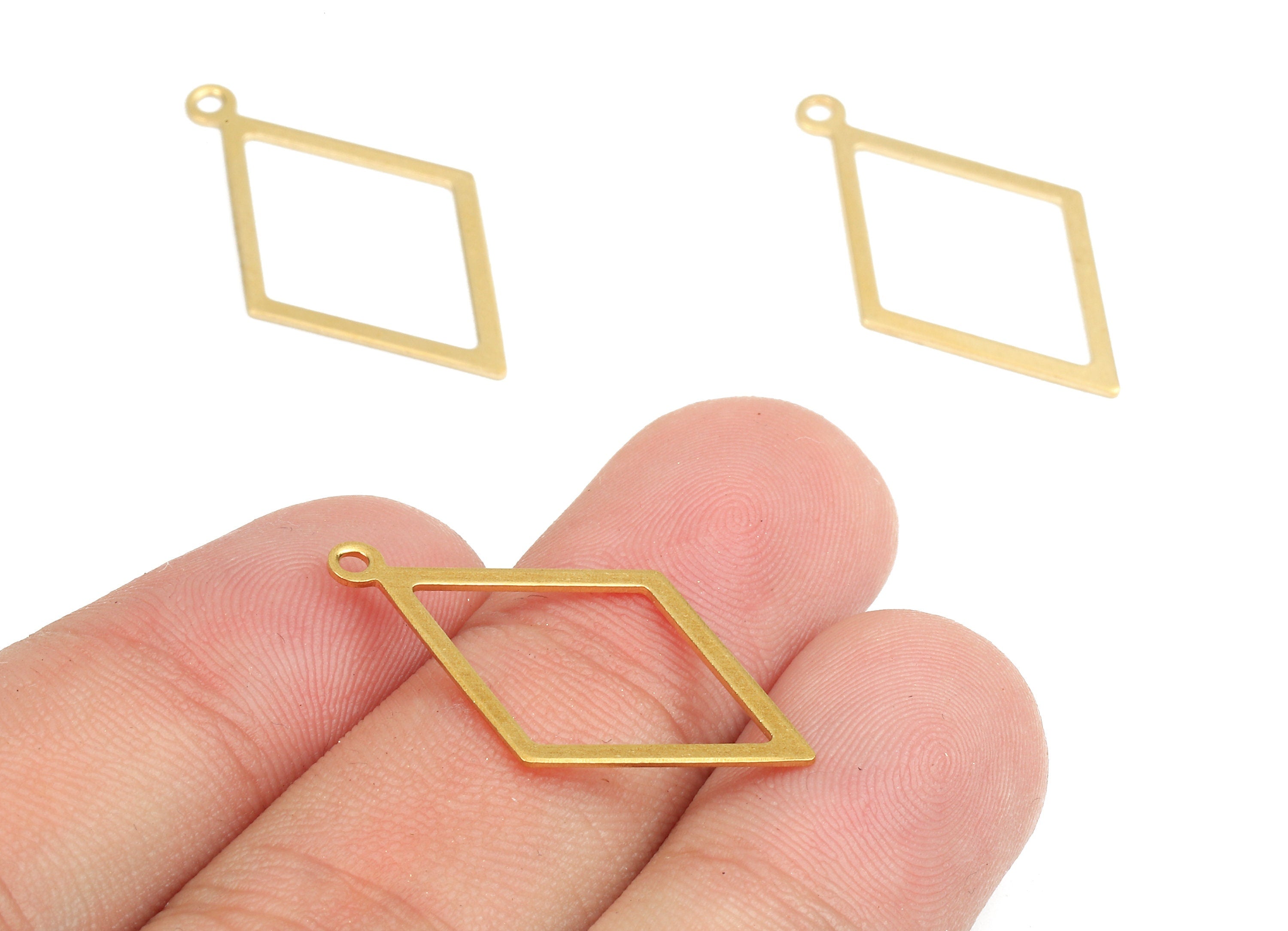 Brass Diamond Charms - Raw Brass Diamond Earrings and Pendant - Earring Findings - Jewelry Supplies - 28.83x17.1x0.6mm - PP2471 - DOMEDBAZAAR