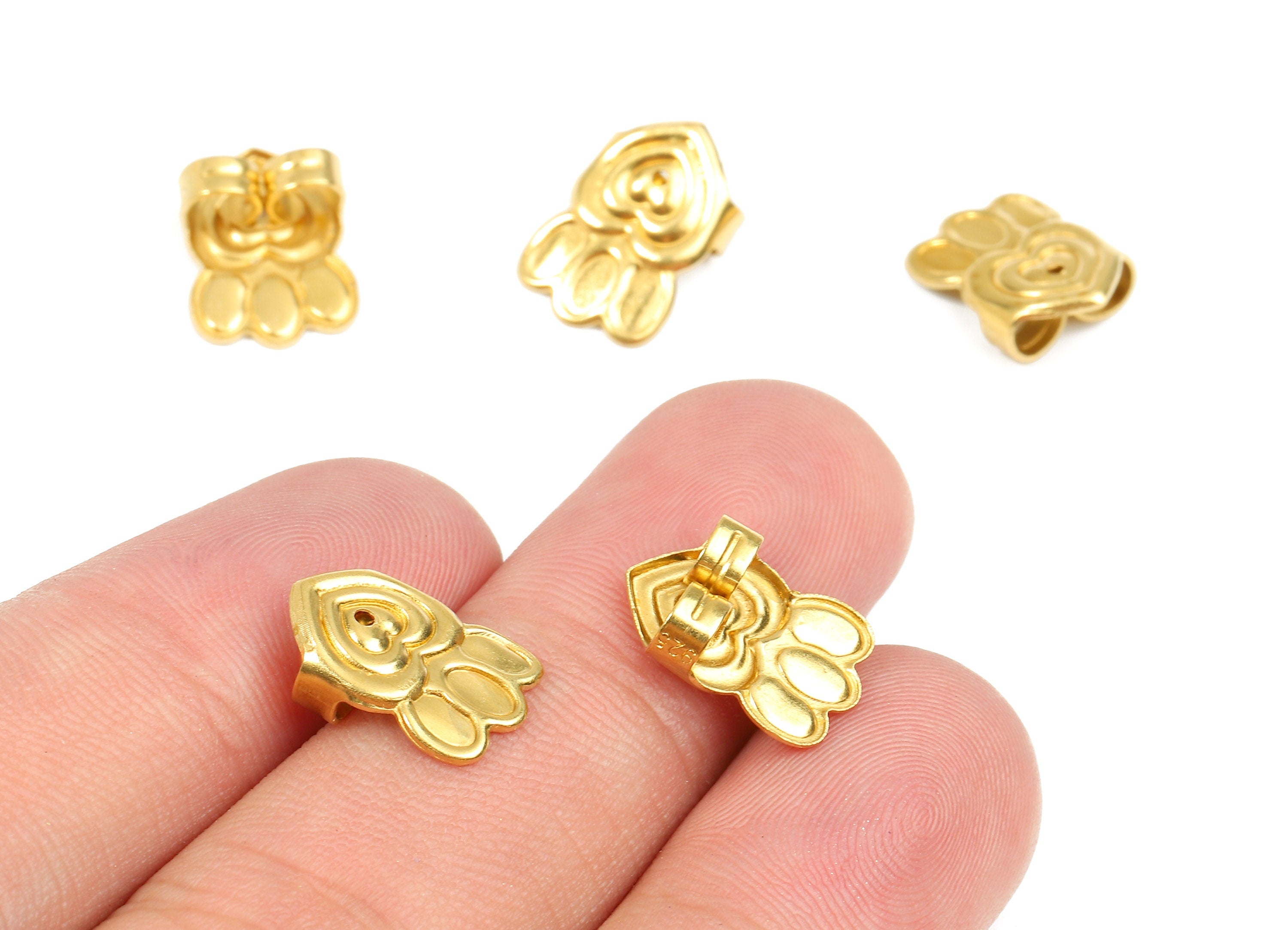 Brass Radish Earring Backs - Raw Brass Butterfly Backs - Earring Stud Back Stoppers - Post Nuts - Ear Wire Backs - 13.94x9.97x5.6mm - PP2717 - DOMEDBAZAAR