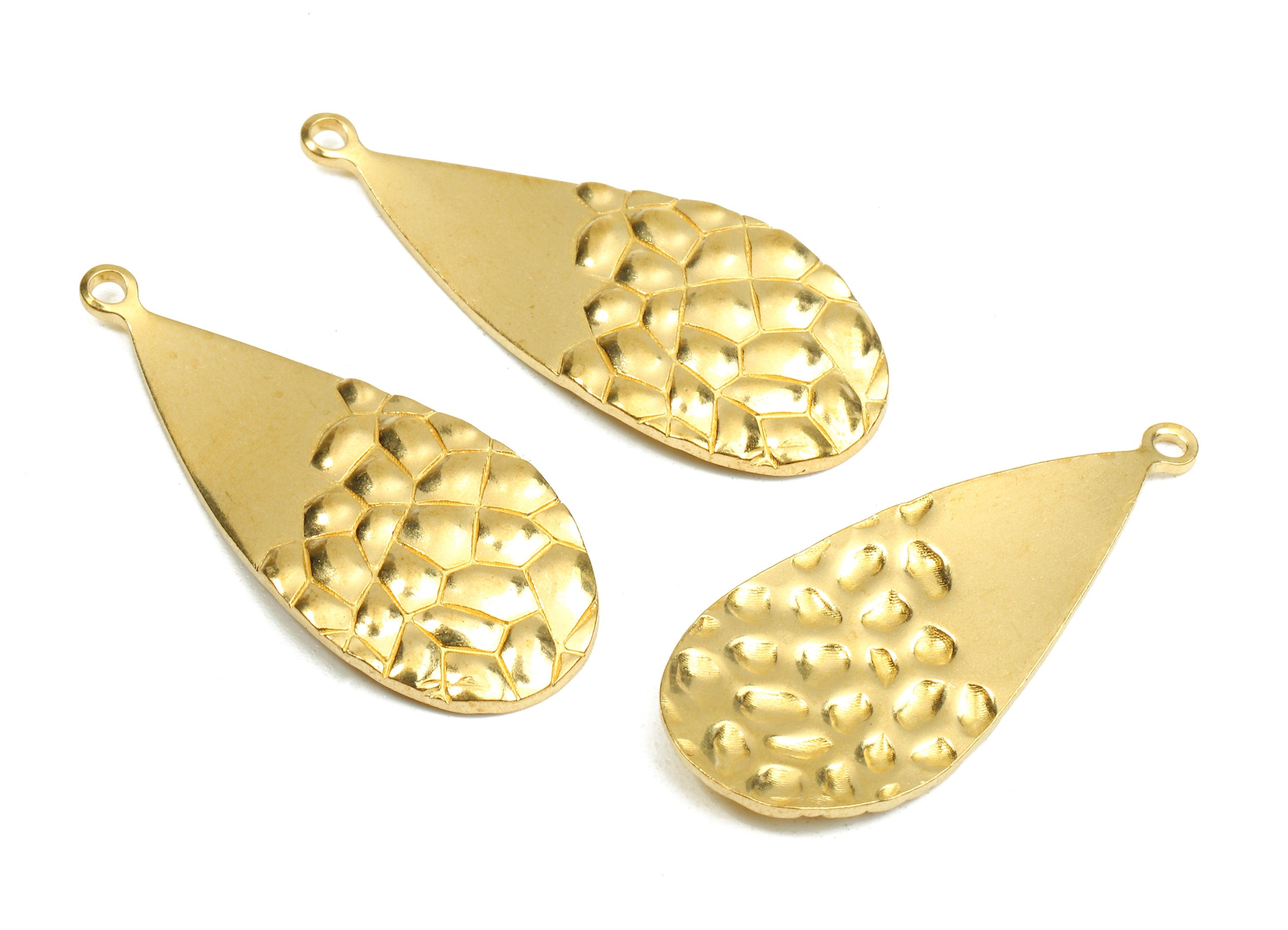 Brass Wavy Drop Charms - Raw Brass Wavy Drop Earrings and Pendant - Earring Findings - Jewelry Supplies - 35.14x14.92x0.96mm - PP2571 - DOMEDBAZAAR