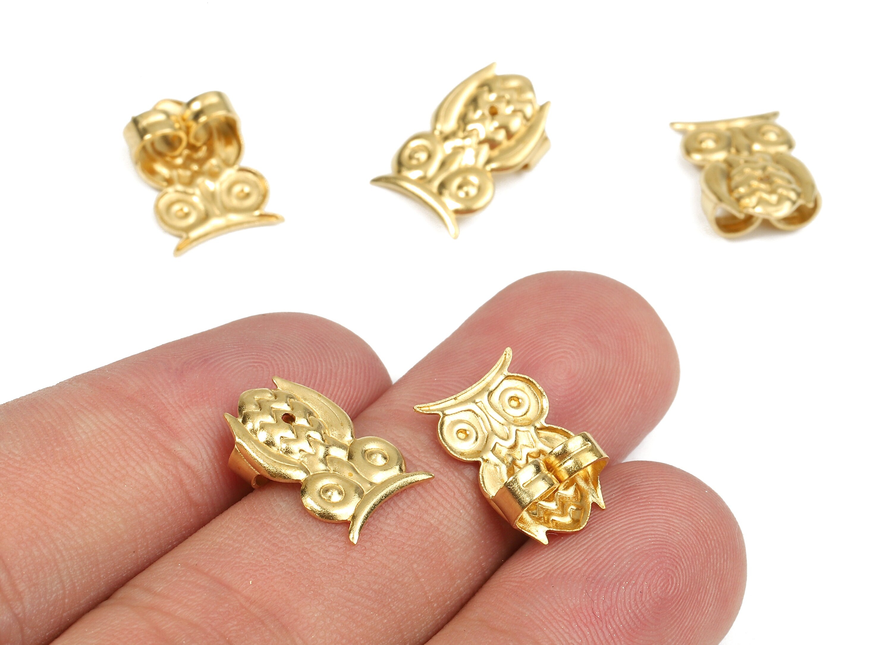Brass Owl Earring Backs - Raw Brass Butterfly Backs - Earring Stud Back Stoppers - Post Nuts - Ear Wire Backs - 14.94x9.72x4.17mm - PP2722 - DOMEDBAZAAR