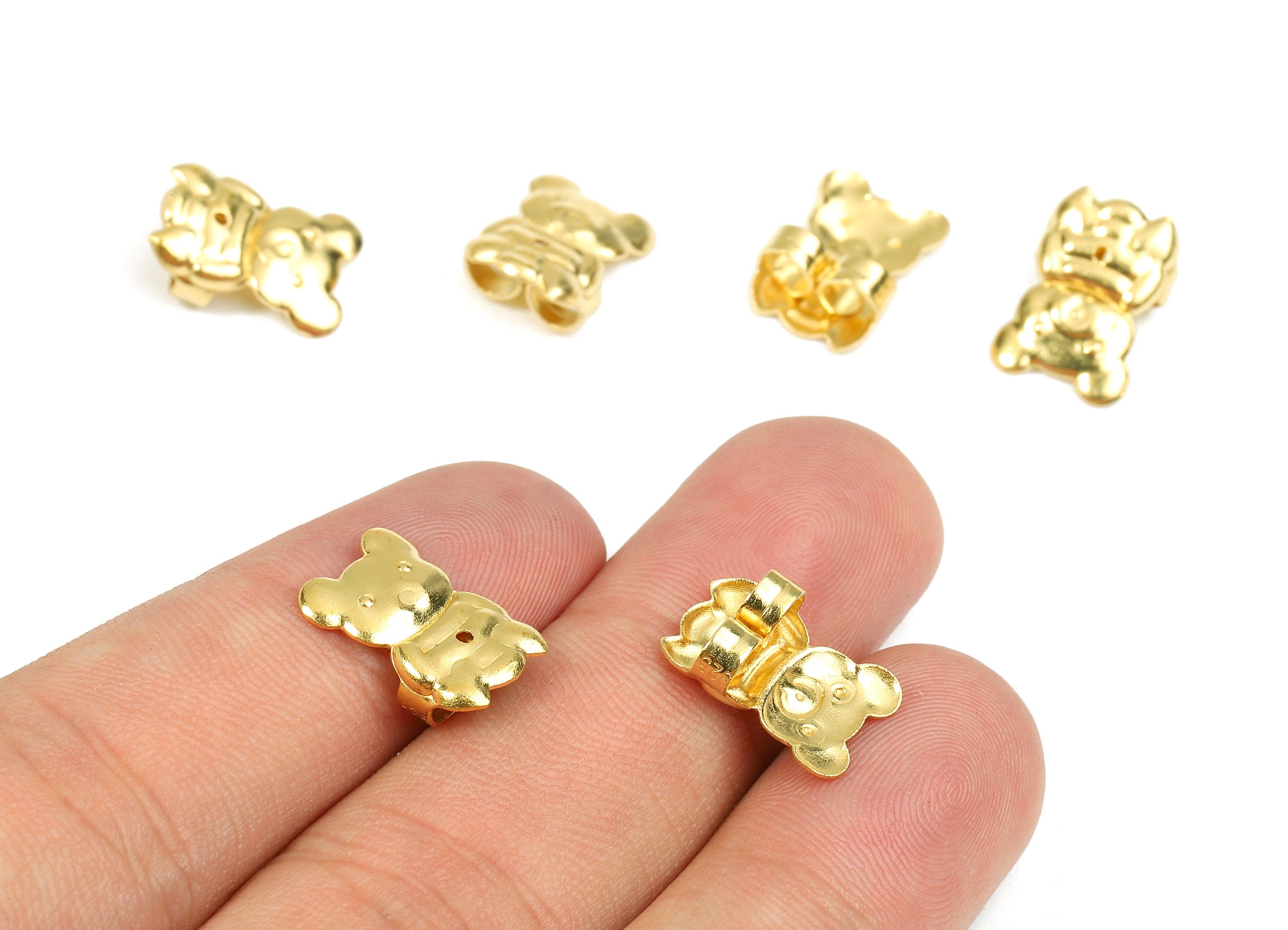 Brass Bear Earring Backs - Raw Brass Butterfly Backs - Earring Stud Back Stoppers - Post Nuts - Ear Wire Backs - 14.22x9.87x4.84mm - PP2726 - DOMEDBAZAAR