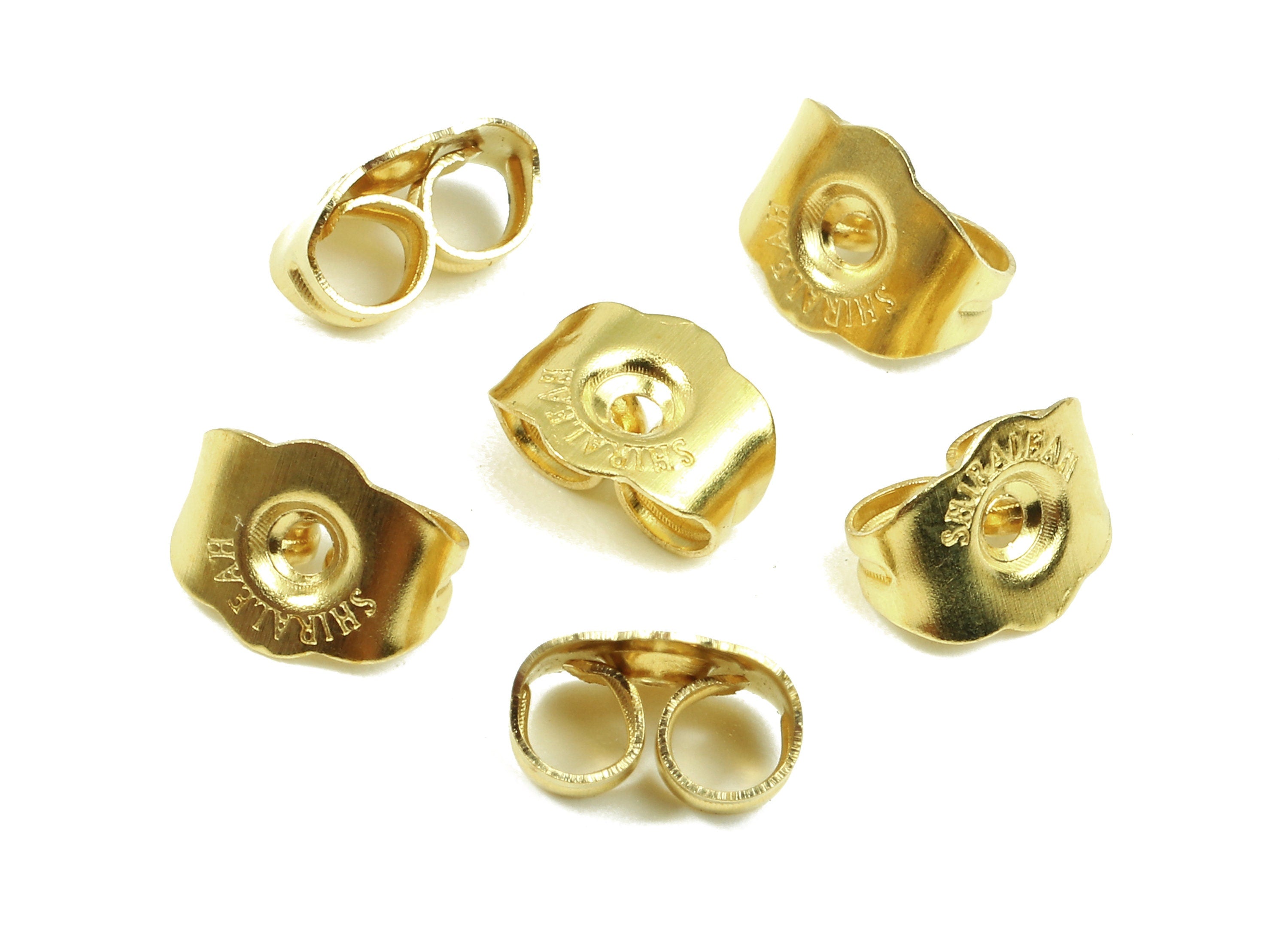 Brass Earring Backs - Raw Brass Butterfly Backs - Earring Stud Back Stoppers - Post Nuts - Ear Wire Backs - 7.5x5.33x4.07mm - PP2728 - DOMEDBAZAAR