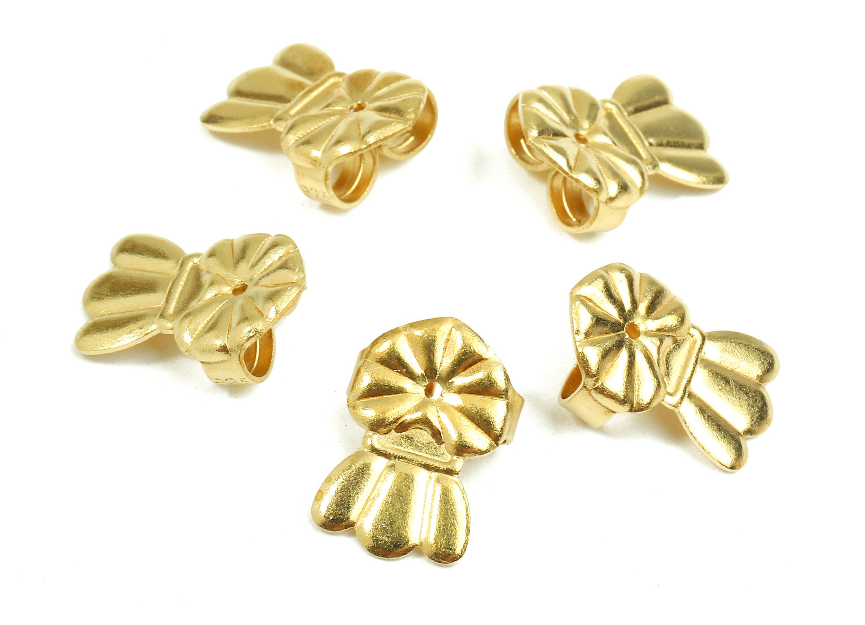 Brass Radish Earring Backs - Raw Brass Butterfly Backs - Earring Stud Back Stoppers - Post Nuts - Ear Wire Back - 13.93x9.88x4.72mm - PP2723 - DOMEDBAZAAR