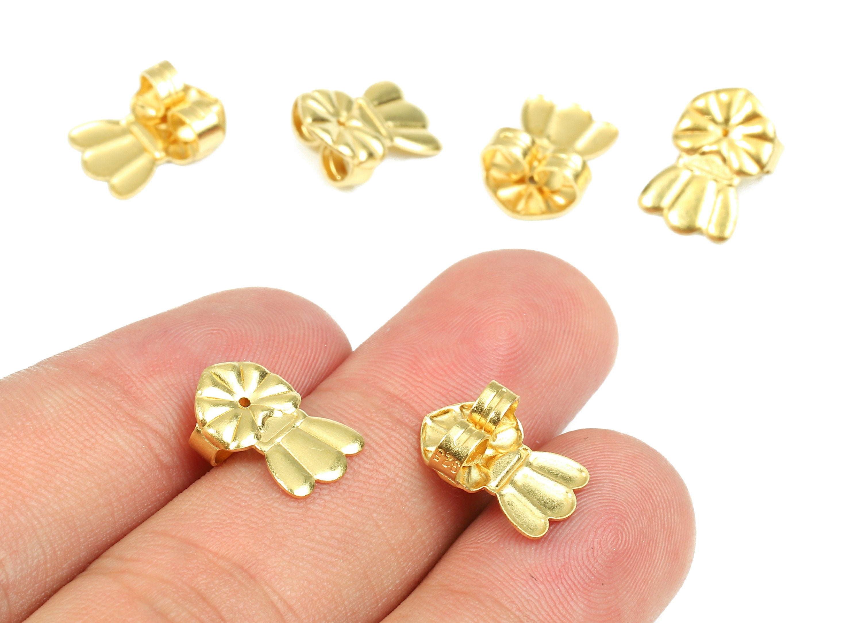 Brass Radish Earring Backs - Raw Brass Butterfly Backs - Earring Stud Back Stoppers - Post Nuts - Ear Wire Back - 13.93x9.88x4.72mm - PP2723 - DOMEDBAZAAR