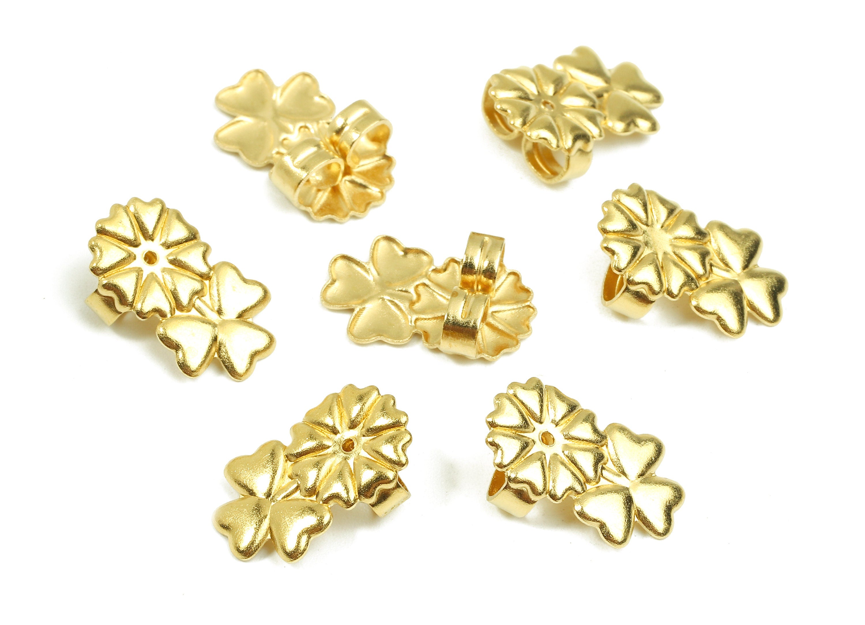 Brass Flower Earring Backs - Raw Brass Butterfly Backs - Earring Stud Back Stoppers - Post Nuts - Ear Wire Back - 15.21x9.25x5.24mm - PP2720 - DOMEDBAZAAR