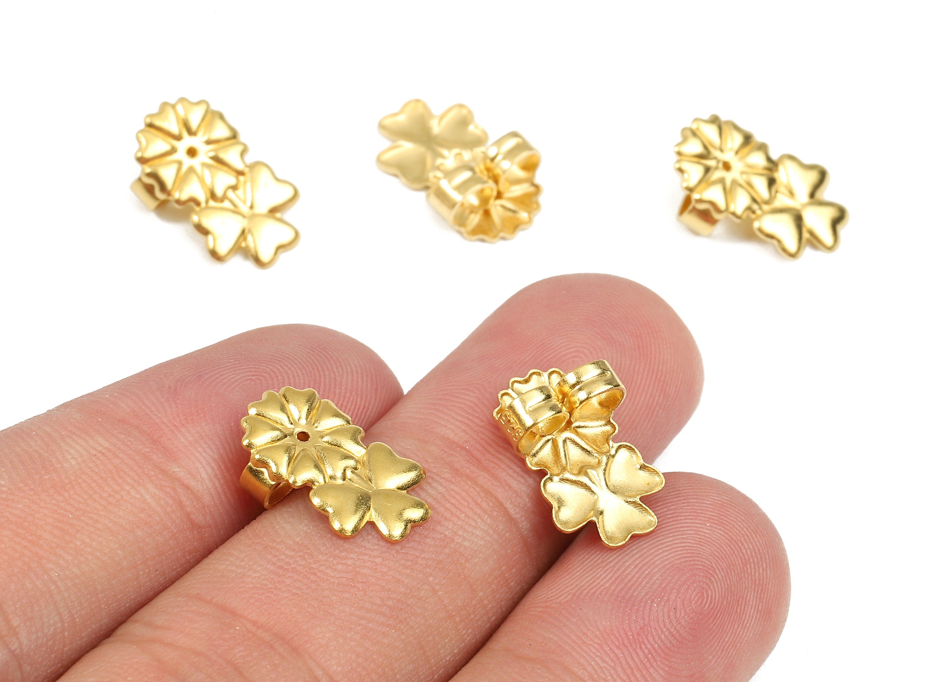 Brass Flower Earring Backs - Raw Brass Butterfly Backs - Earring Stud Back Stoppers - Post Nuts - Ear Wire Back - 15.21x9.25x5.24mm - PP2720 - DOMEDBAZAAR