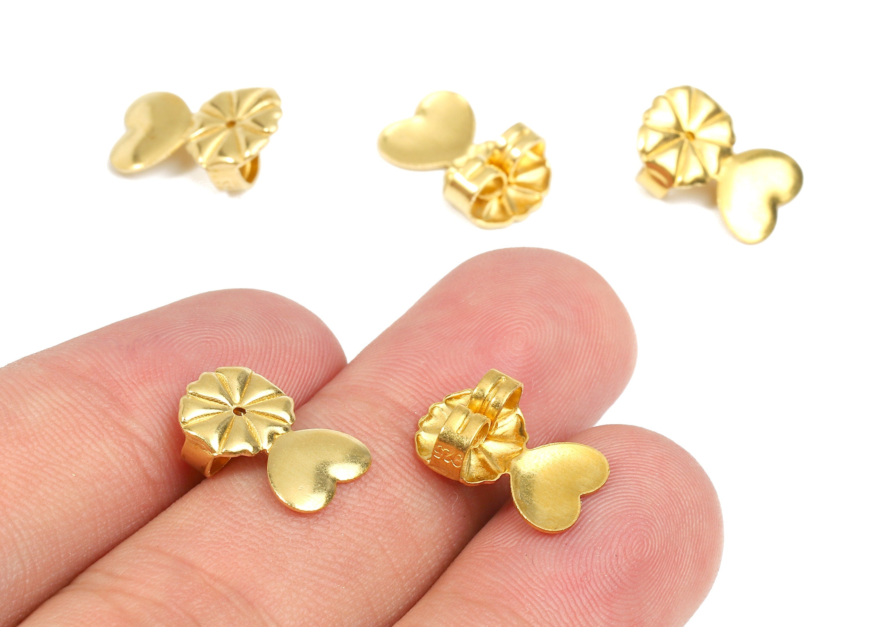 Brass Flower Earring Backs - Raw Brass Butterfly Backs - Heart Stud Back Stoppers - Post Nuts - Ear Wire Back - 14.52x9.66x4.38mm - PP2716 - DOMEDBAZAAR