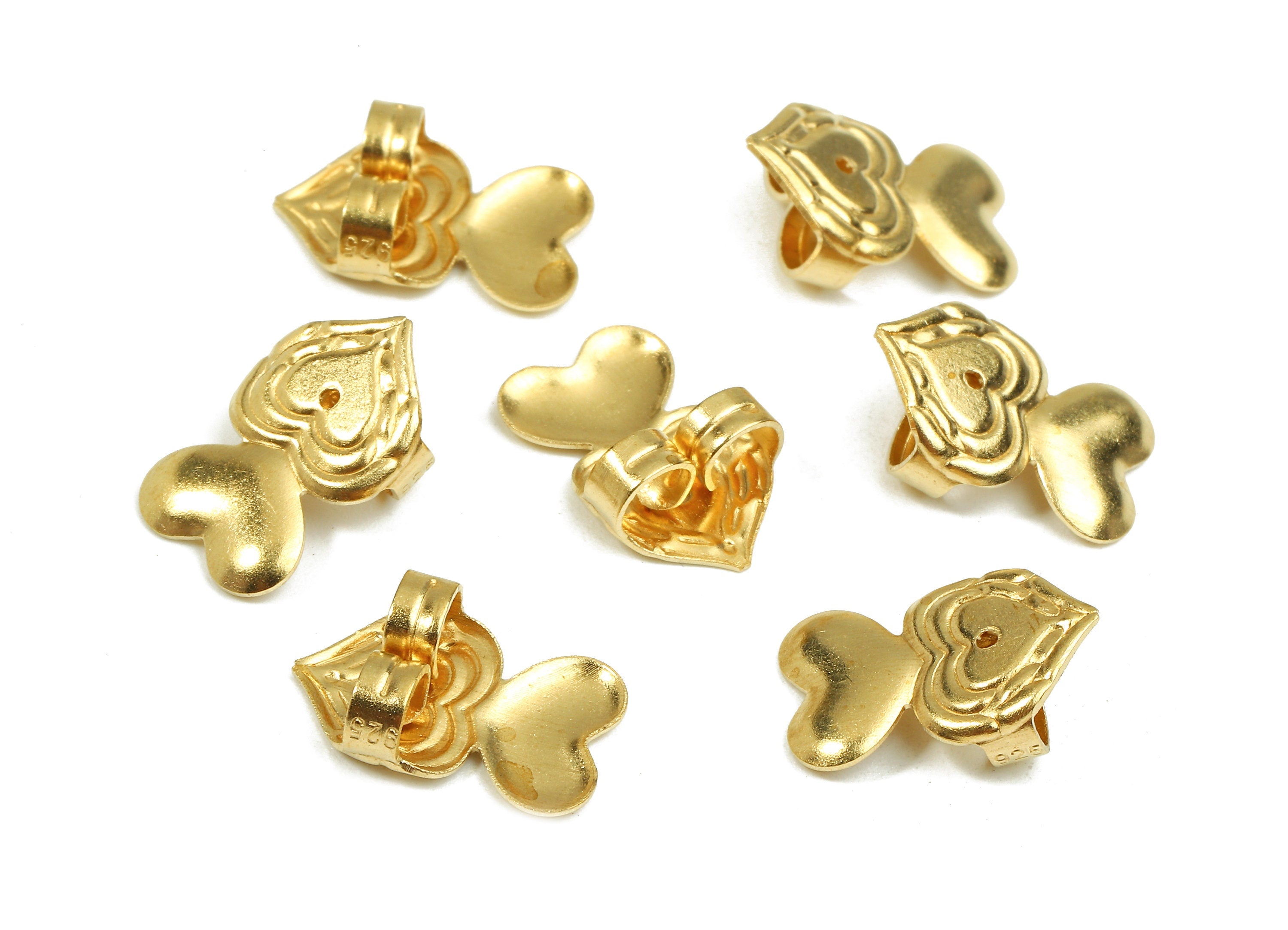 Brass Heart Earring Backs - Raw Brass Butterfly Backs - Heart Stud Back Stoppers - Post Nuts - Ear Wire Back - 15.11x9.61x4.78mm - PP2727 - DOMEDBAZAAR