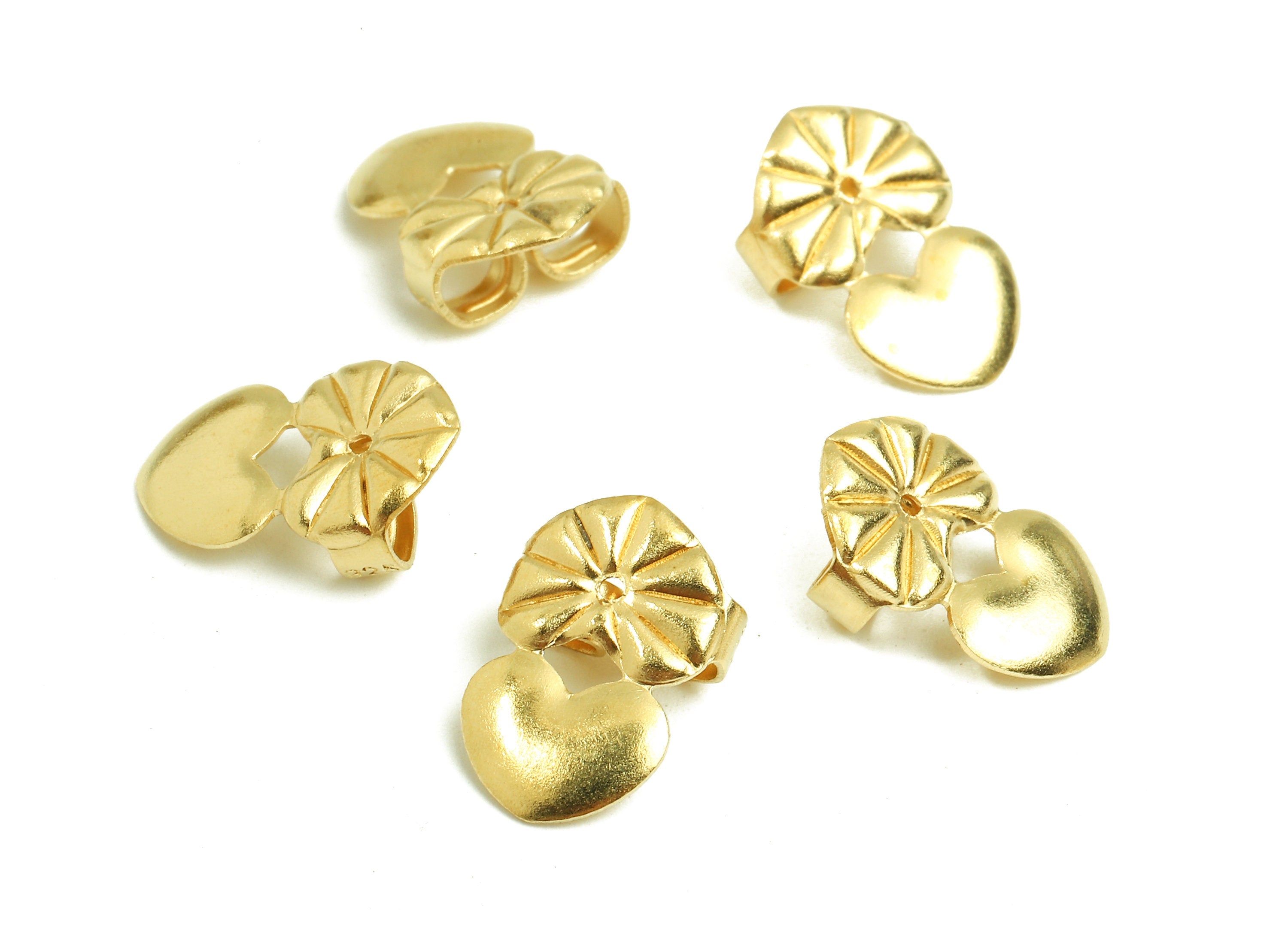 Brass Heart Earring Backs - Raw Brass Butterfly Backs - Heart Stud Back Stoppers - Post Nuts - Ear Wire Back - 13.92x9.88x5.19mm - PP2719 - DOMEDBAZAAR