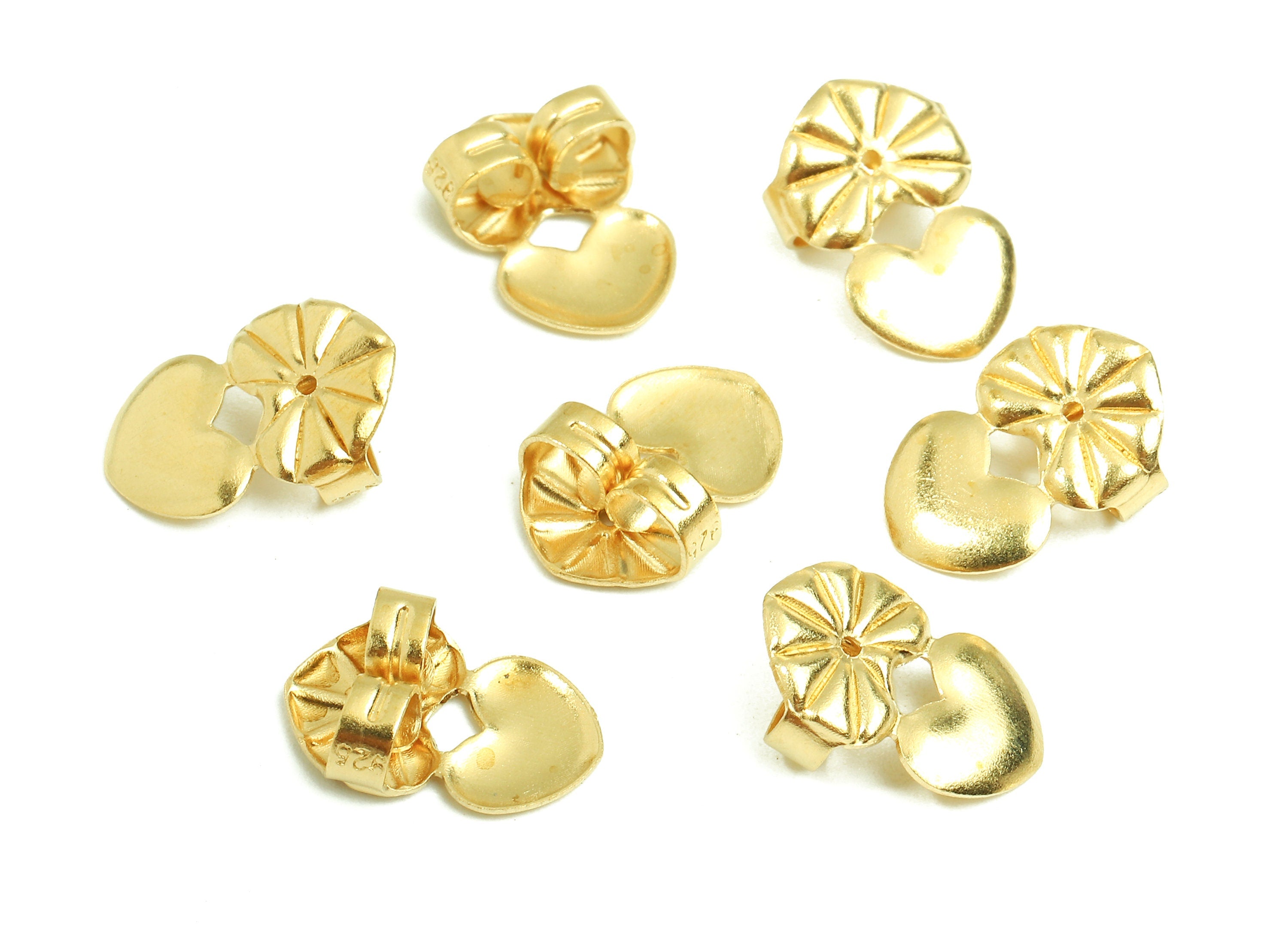 Brass Heart Earring Backs - Raw Brass Butterfly Backs - Heart Stud Back Stoppers - Post Nuts - Ear Wire Back - 13.92x9.88x5.19mm - PP2719 - DOMEDBAZAAR